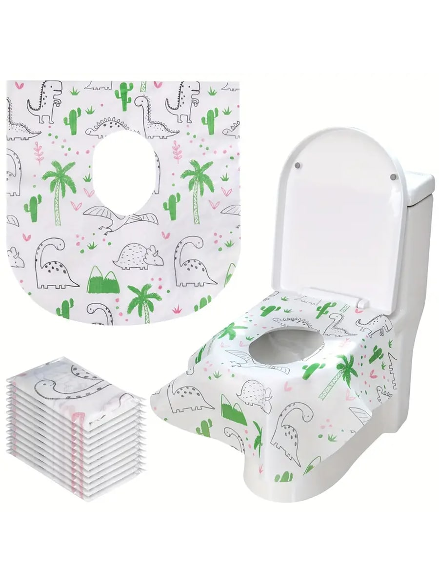 10pcs/20pcs Cartoon Disposable Non-Woven Toilet Seat Covers, Universal Toilet Seat Pads, Portable Disposable Toilet Seat Covers, Public Restroom & Travel Toilet Seat Protectors, Bacteria Protection Fo