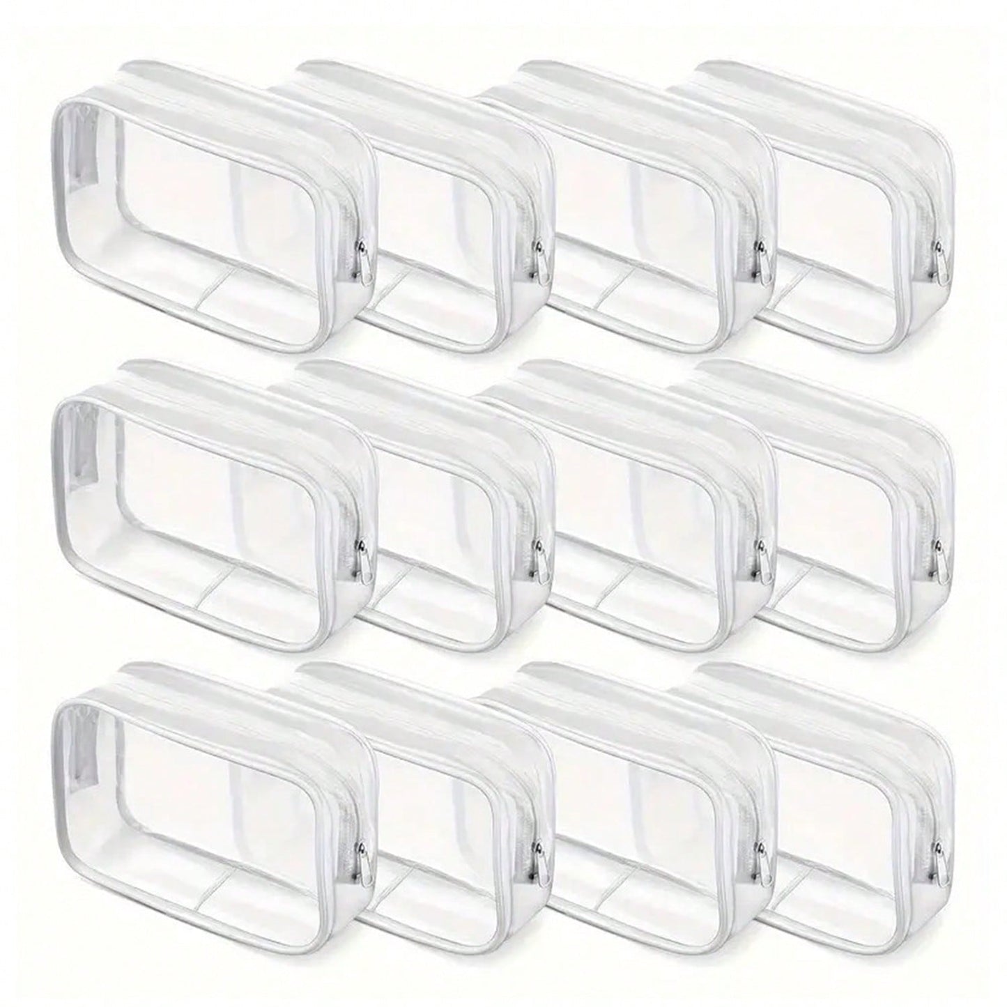 12pcs Transparent PVC Zipper Makeup Bags- High Quality Cosmetic And Toiletry Storage Pouches, Ideal For Travel, Bathroom And Holiday Essentials. Bathroom Accessories, Makeup Bag, Cosmetic Bag, Travel