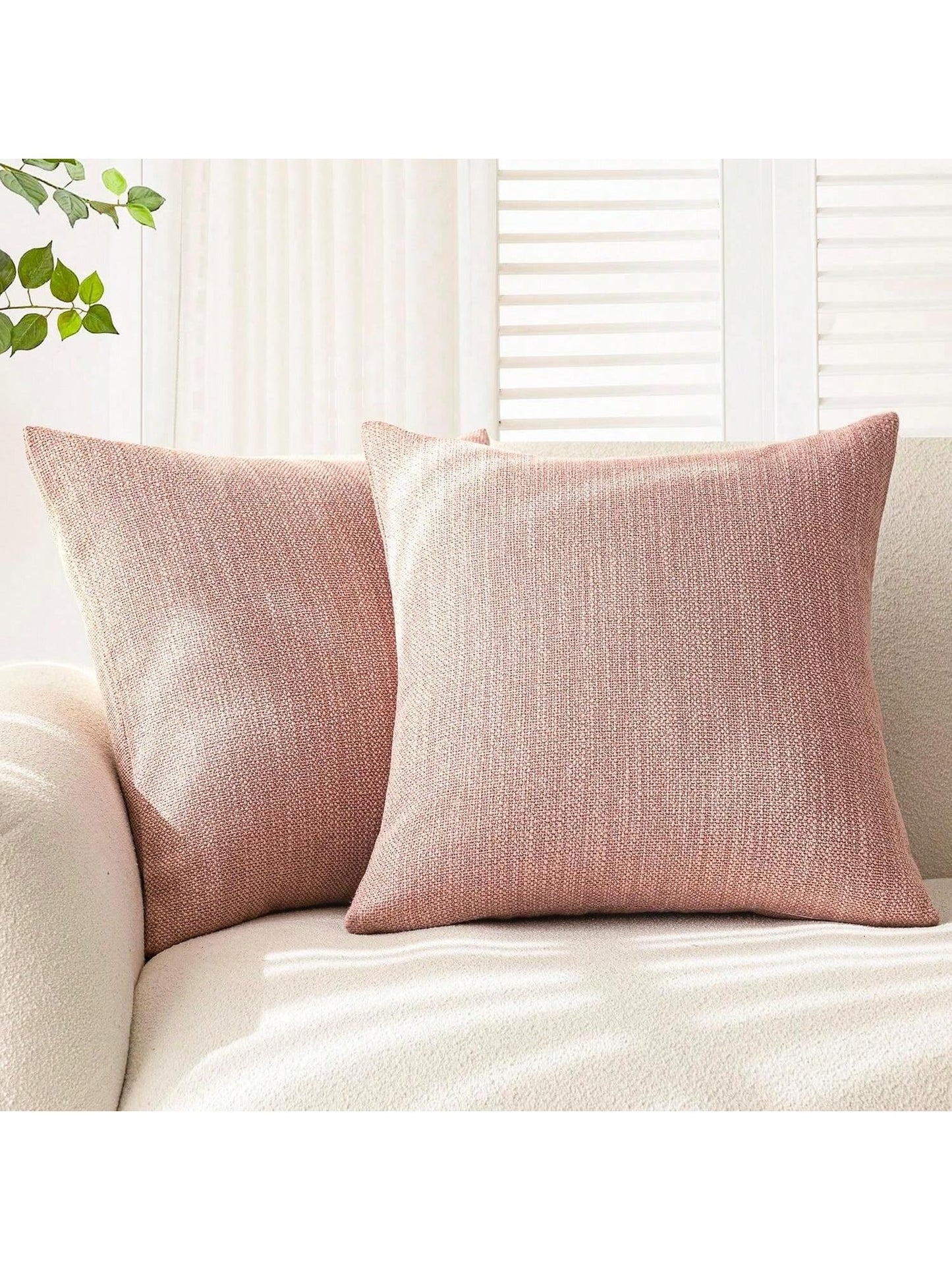 1pc/2pcs Pink Luxury Pillowcase, Bohemian Style Decorative Textured Coarse Linen Fabric, Rugged Linen Craftsmanship, Suitable For Sofa, Living Room, Bedroom, Floor, Bench, Car, Office, Cafe And Other