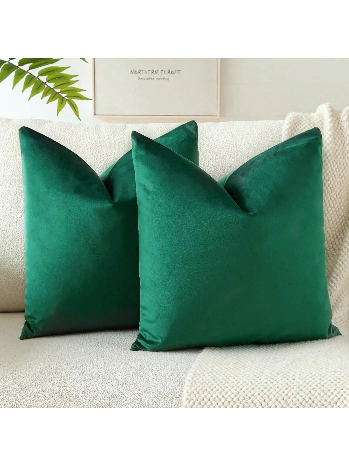1pc/2pcs Velvet Christmas Green Decorative Throw Pillow Cover (Pillow Insert Not Included), Square Cushion Cover, Holiday Home Decor Pillow, Soft & Comfortable Linen-Like Fabric, Modern Decor For Sofa