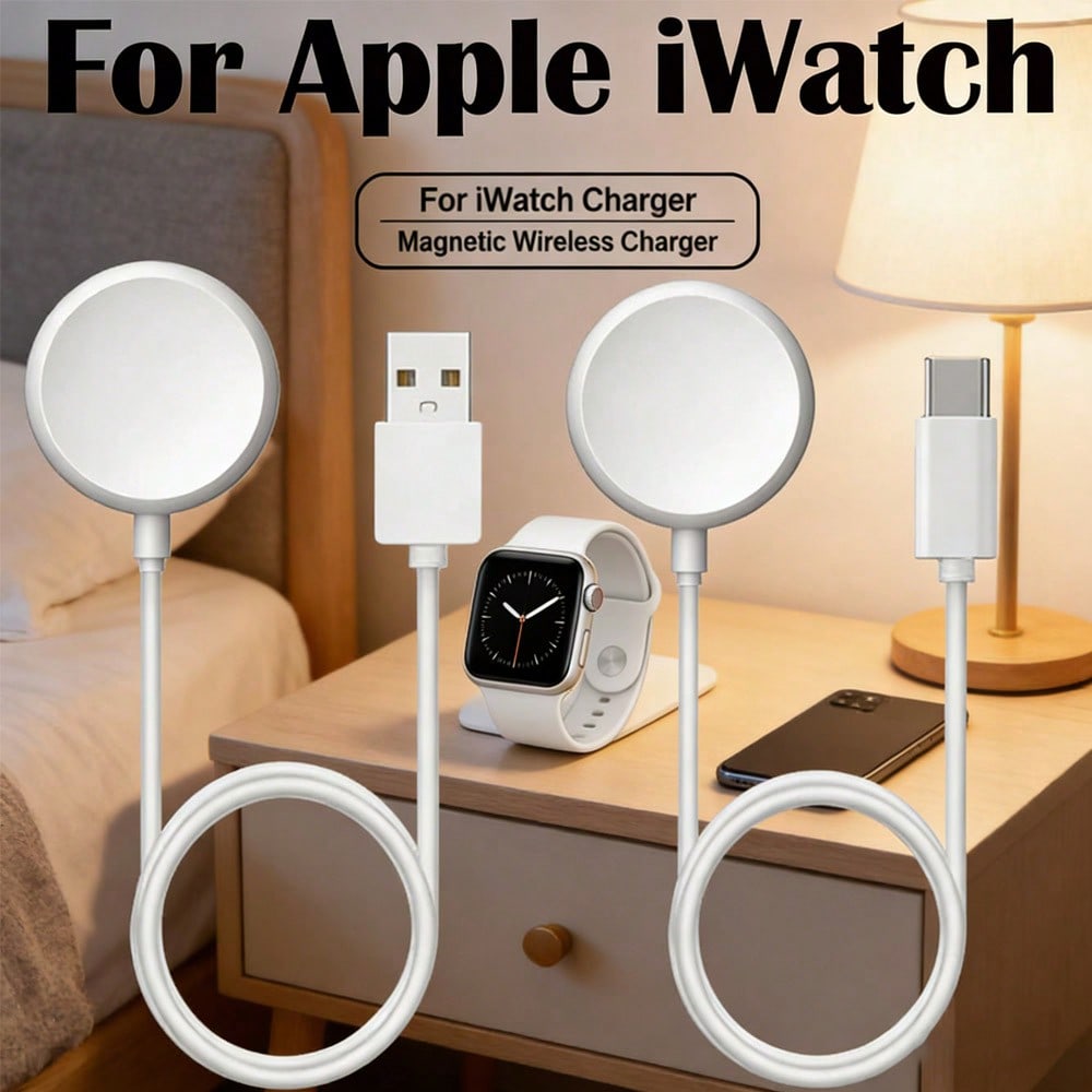 1pc 3.3ft/100cm Fast Charging USB/Type C Magnetic Wireless Charger Compatible With Apple Watch Series Ultra/9/8/7/6/SE/SE2/5/4/3/2/1 Suitable For Office, Dorm, And Home Office Dorm Home Phone Charger