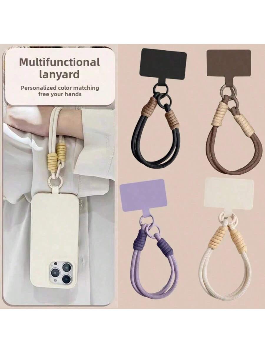 1pc Braided Rope Phone Lanyard Solid Color Candy Color Multifunction Wrist Strap Universal Version Easy Disassembly Hand Woven Rope Phone Case Pendant