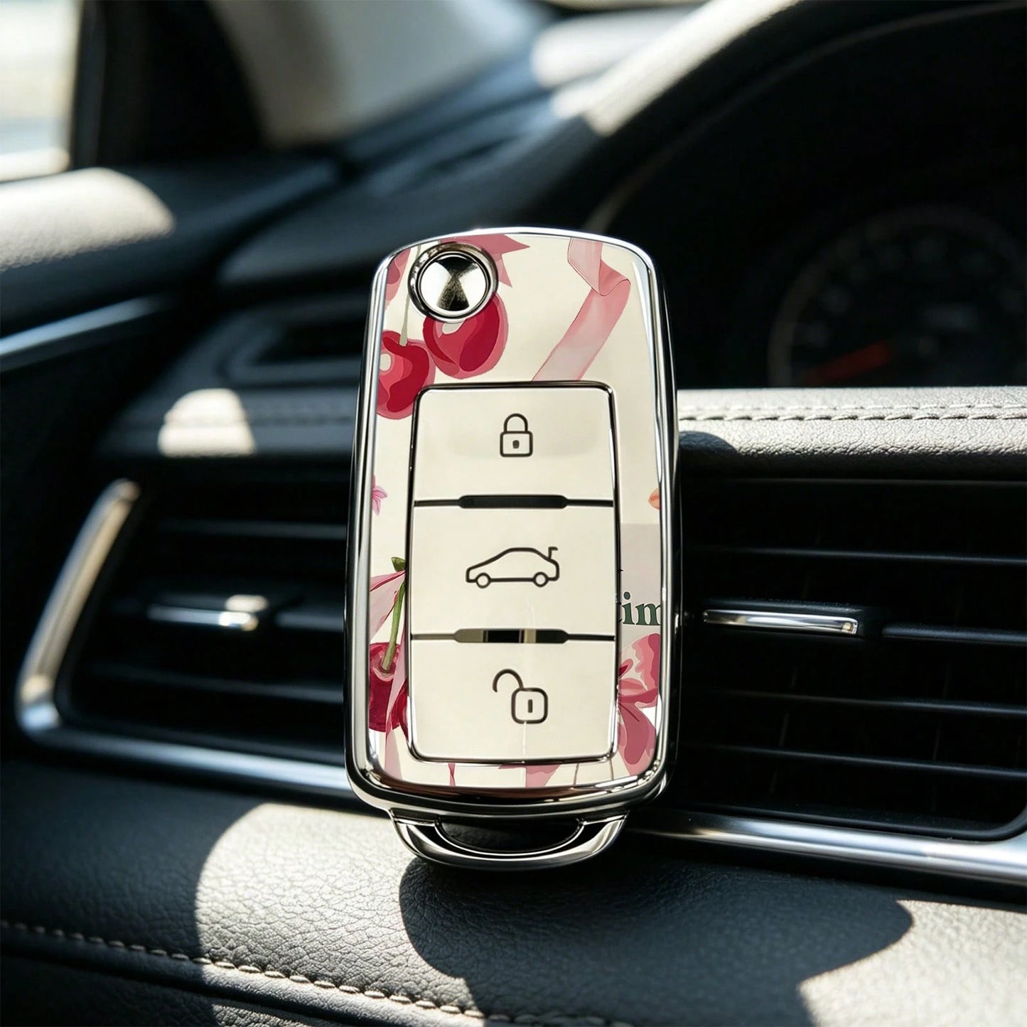 1pc Car Key Case-Premium Print,Suitable For Jetta Mk6, Polo Mk5, Golf Mk6, Tiguan Mk1, Passat B7, Passat NMS, Caddy Mk3, Beetle, Amarok, Touran Mk1. Advanced Soft-Touch, Does Not Block Signal, Unisex.