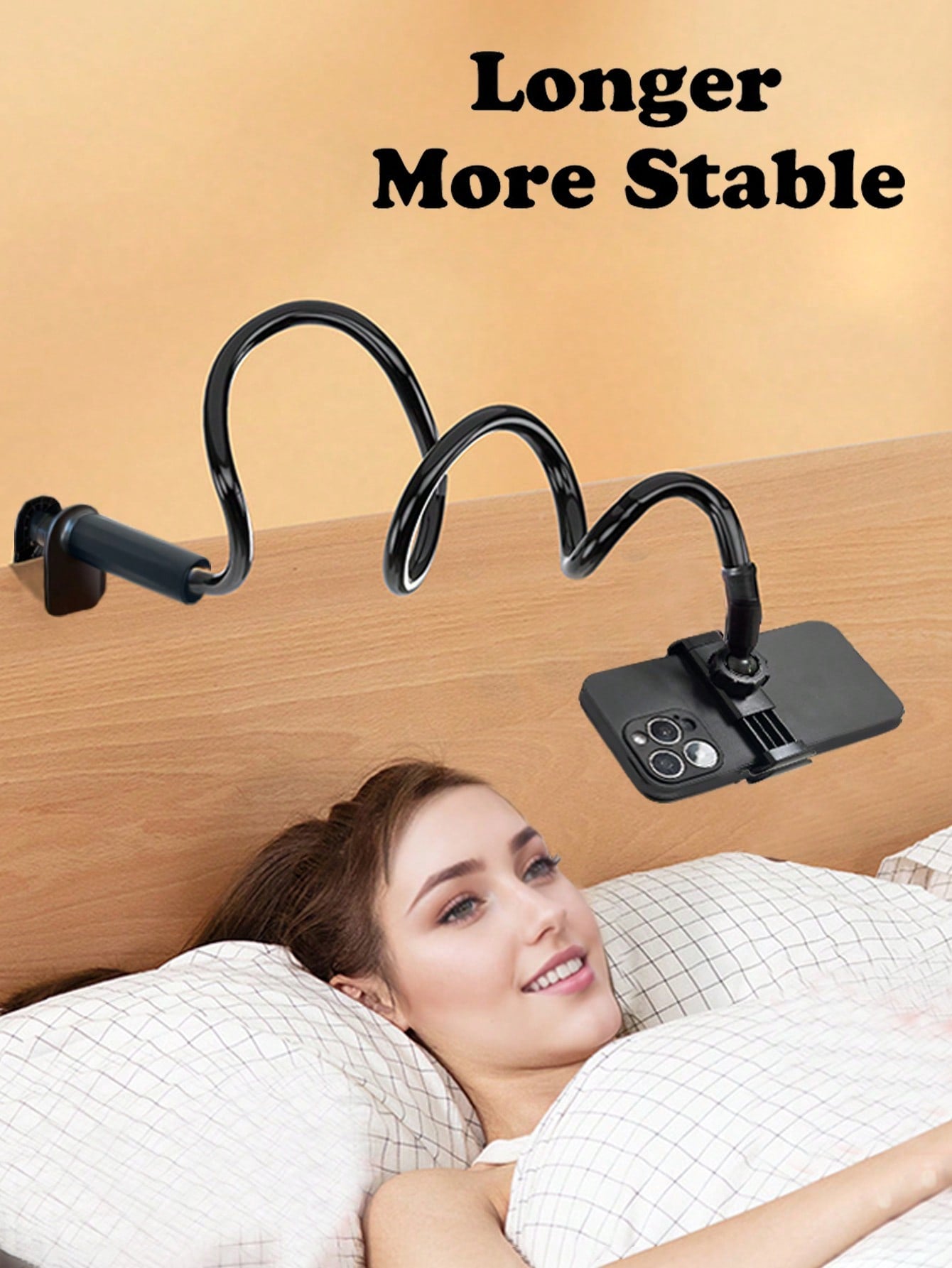1pc Flexible Clip-On Phone Grip Stand, 31.5in Long Arm Slouchy Phone Holder, 360° Rotating Bedside Phone Bracket, Hands-Free, Stable Compatible With IPhone, Android Phone, Gift For Birthday, Family, F