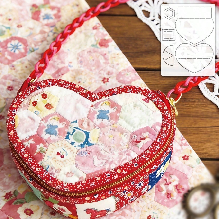 1pc Handmade DIY Tracing Patchwork Template, PET Sewing Template DIY Heart Patchwork Storage Box Quilting Template, Handmade DIY Drawing Tool, Patchwork Template, Sewing Tool Storage Box, Includes Tem