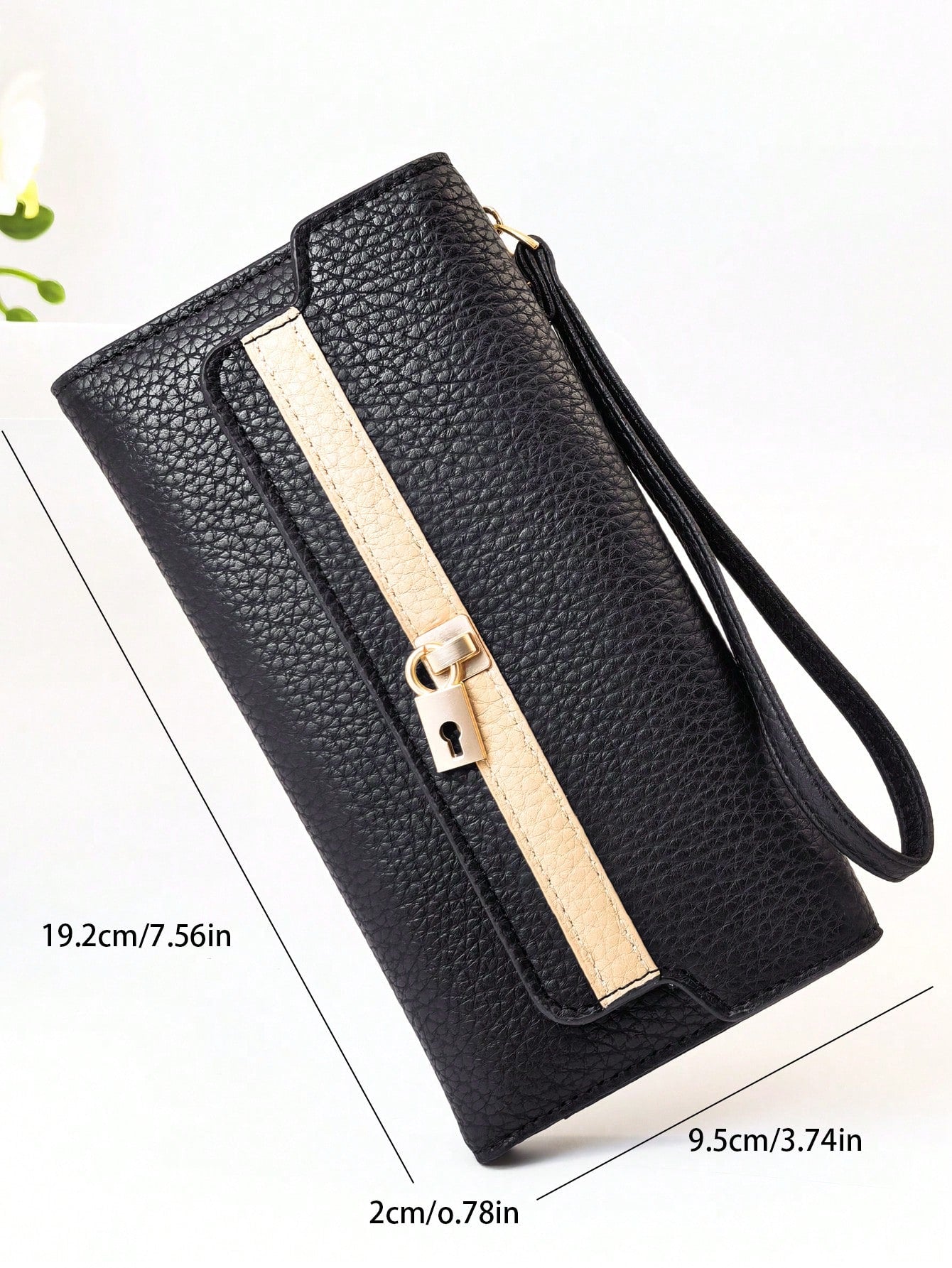1pc Mini Handheld Wallet, Patchwork Contrast Color Multifunctional Long Wallet, ID Card Holder, Magnetic Closure, Compact Exquisite Soft Lightweight