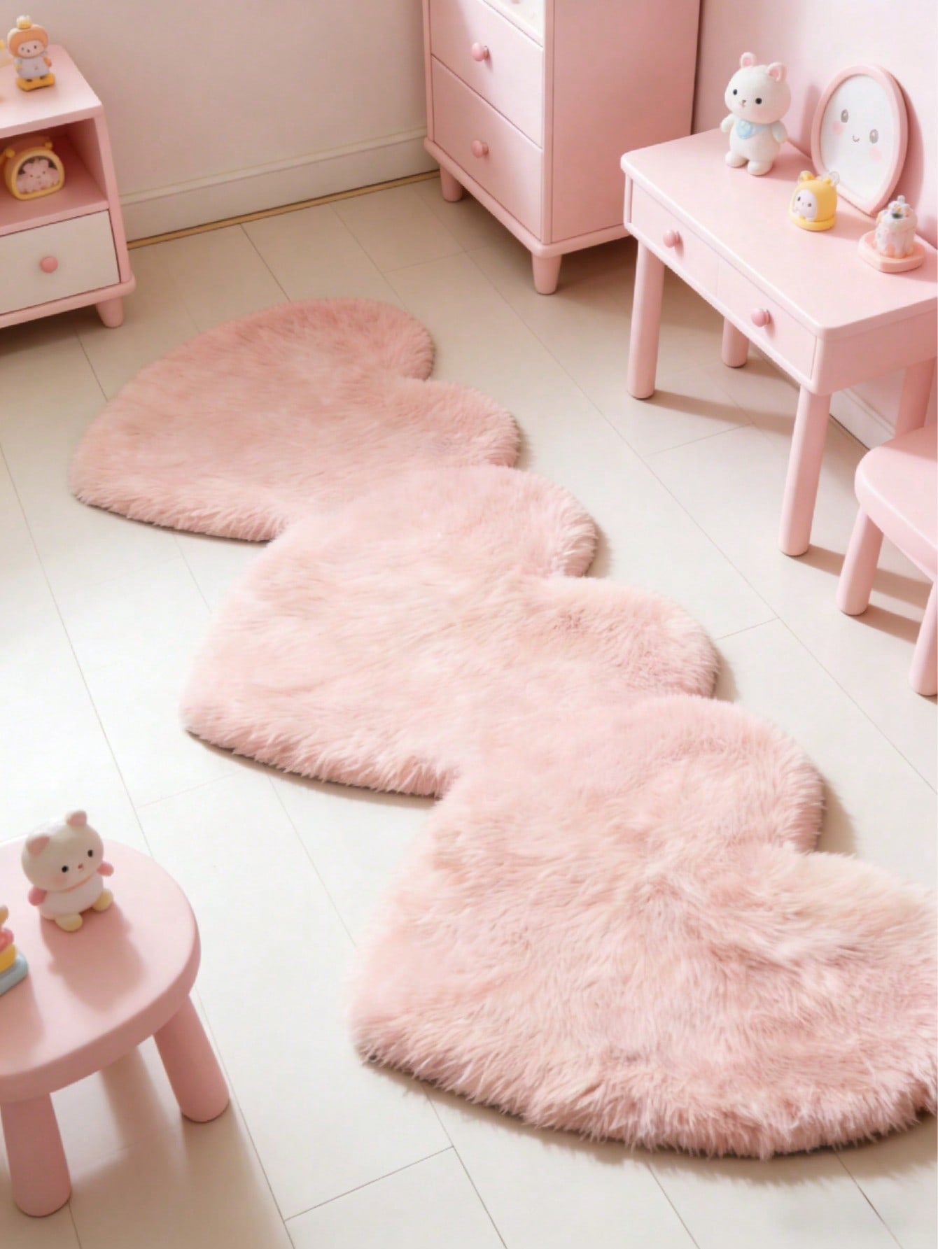 1pc Pink Fluffy Heart-Shaped Rug, Cute Play Mat, Decorative Carpet, Bedroom Decor, Small Rug, Carpet, Home Decor, Outdoor Rug, Washable Rug, Graduation/Mother's Day Gift