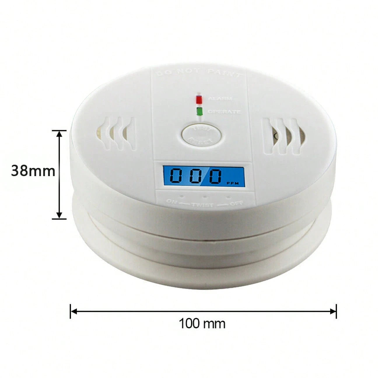 2 Pieces Carbon Monoxide Gas Sound Detection Alarm, Kitchen Basement Travel Home Office Bedroom Living Room Car, Battery Powered, Battery Not Included
