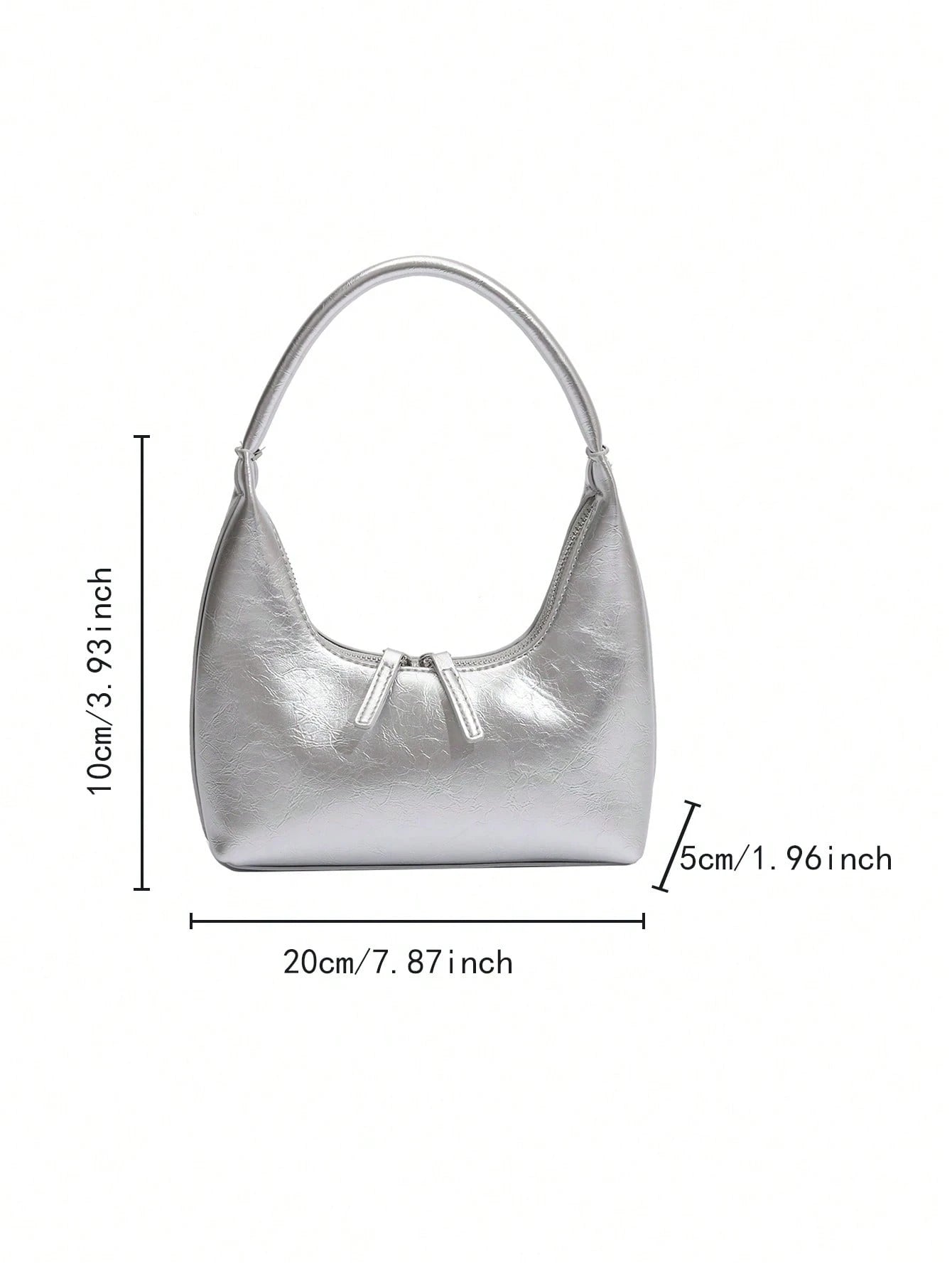 2026 New Silver Cute Mini Handbag, Women's Shoulder Bag, Fashionable And Simple Commuting Bag, Daily Travel Charm, Versatile And Casual Armpit Bag