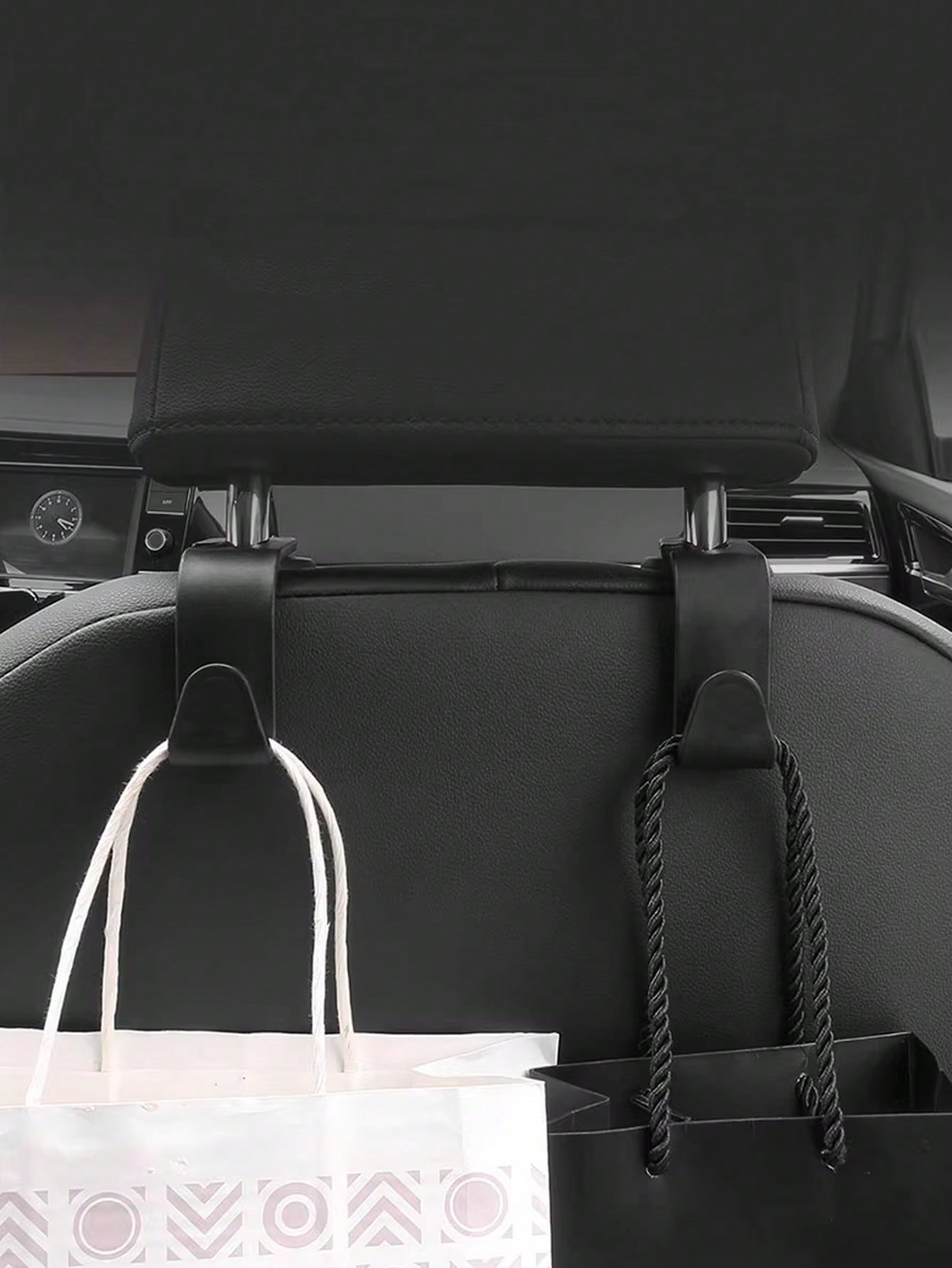 2pcs Car Seat Back Hooks, Vehicle Headrest Hanger Holder Hook For Purse, Grocery Bag