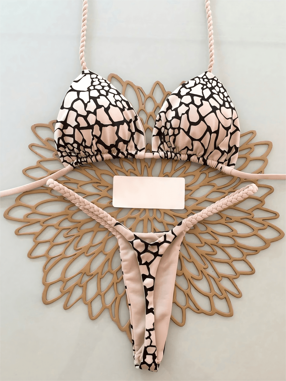 2pcs Casual Elegant Sexy Bohemian Floral Print Tie Knot Woven Bikini Swimwear, Suitable For Beach Vacation In Spring/Summer