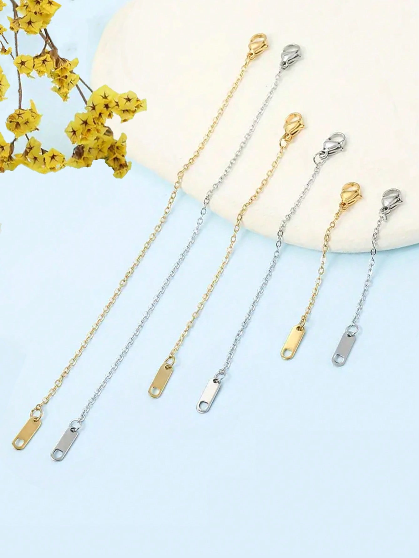 3/6/12pcs Necklace Extender Chain, Stainless Steel Necklace Extender Chain, 6/10/15cm-3/5/7.5/10/12.5/15cm Delicate Necklace Extender Chain Set, Suitable For Women Jewelry Making
