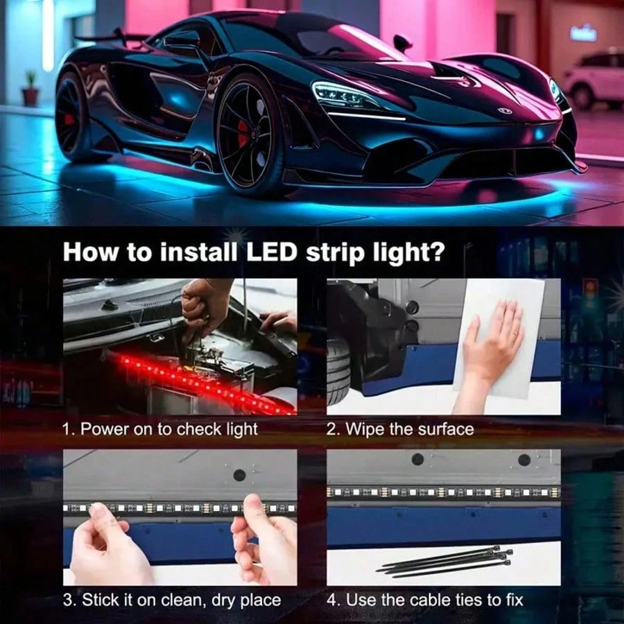 4-In-1 Car Chassis Decorative Lights, Multiple Lighting Change Modes For DIY, Car Underbody Modification Cool Effect Decoration Kit, Wireless APP Control Mode, Modern And Cool Car Decoration Supplies