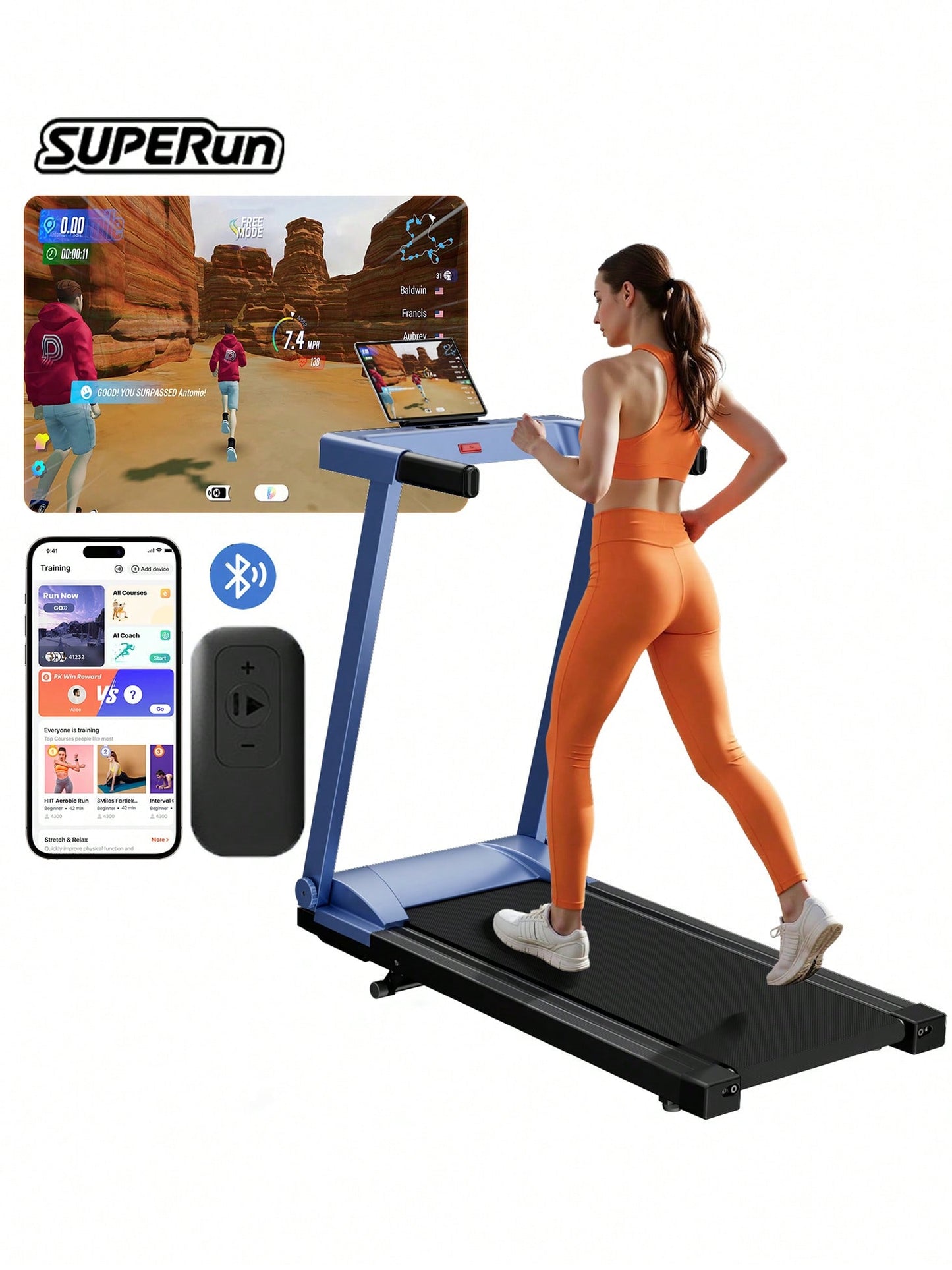 4-In-1 Treadmills For Home With Incline And Handles, Folding Treadmill Running Machine For Small Spaces 300 LB 3.0 HP 7.5 MPH Foldable Treadmill With Smart APP