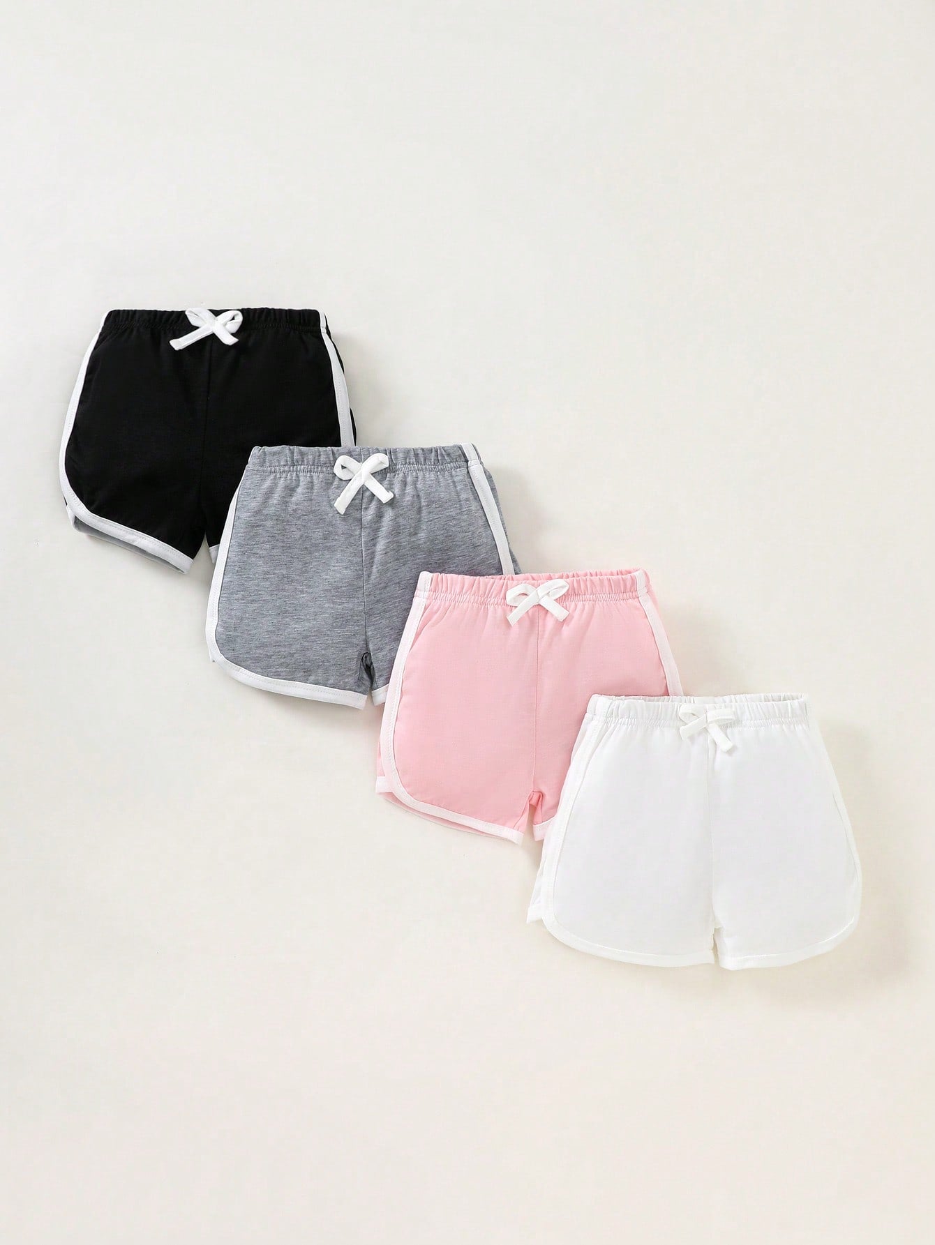 4-Piece Baby Girl Candy Color Casual Cute Sports Shorts Bottom, Spring & Summer