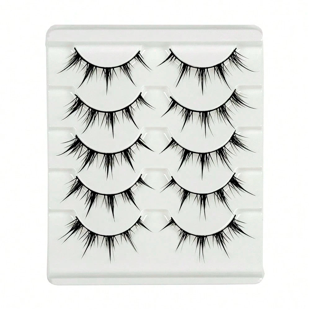 5 Pairs Anime Style False Eyelashes, Charming Little Devil Enlarged Eyes Eyelashes 5MH-5, Cartoon Manga Style Eyelashes For Cosplay Eye Makeup Tools, Cat Eyes Lashes Strip Lashes,Lashes,Eyelashes,Fake
