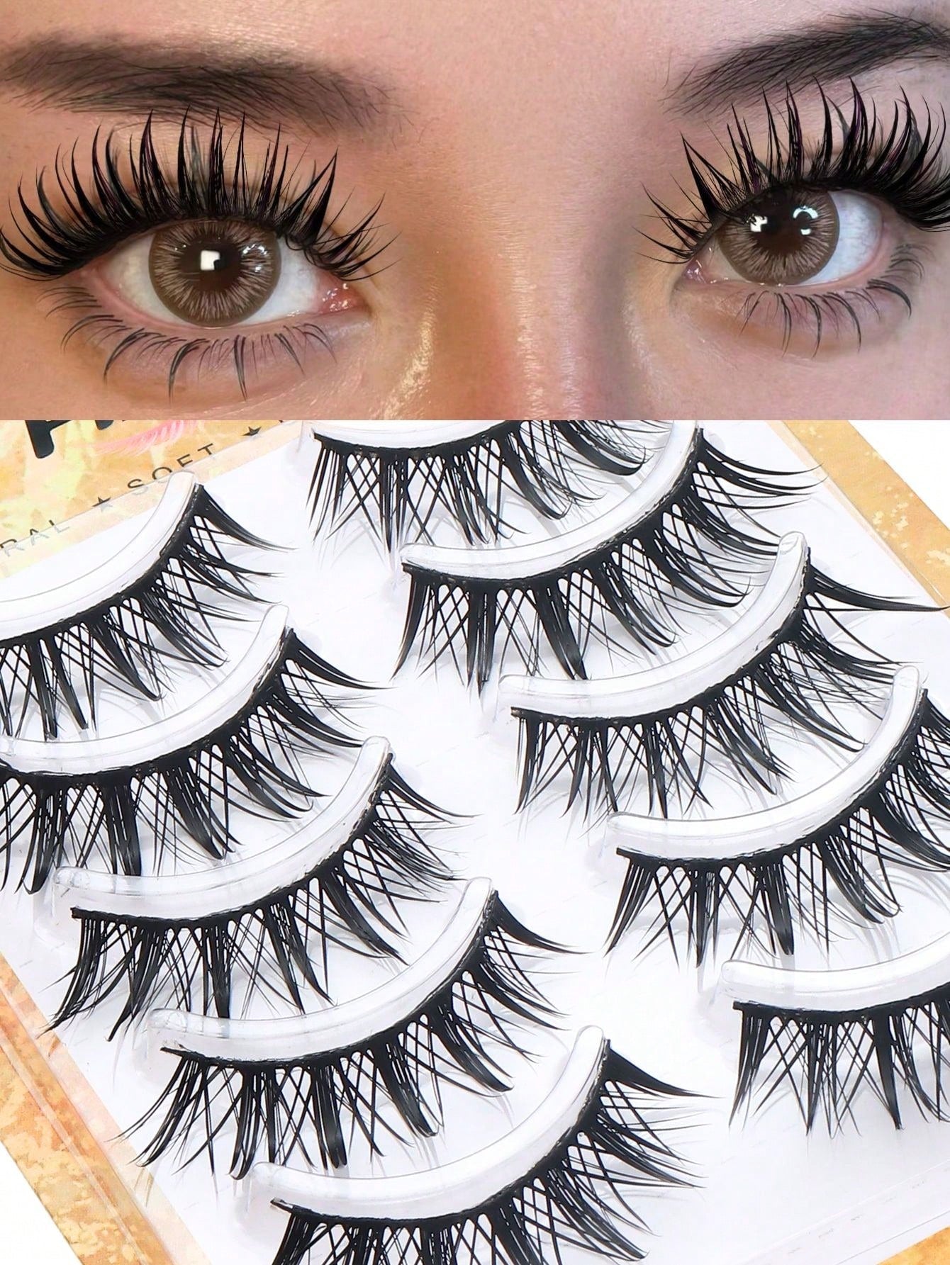 5 Pairs Wet Manga Anime Strip False Eyelashes, Spiky Wet Wispy Fake Lashes, Natural Layered Eyelash Extensions, Dramatic Thick Cat Eye Fluffy Strip Lashes, Reusable Eye Makeup Lashes Tools For Cosplay