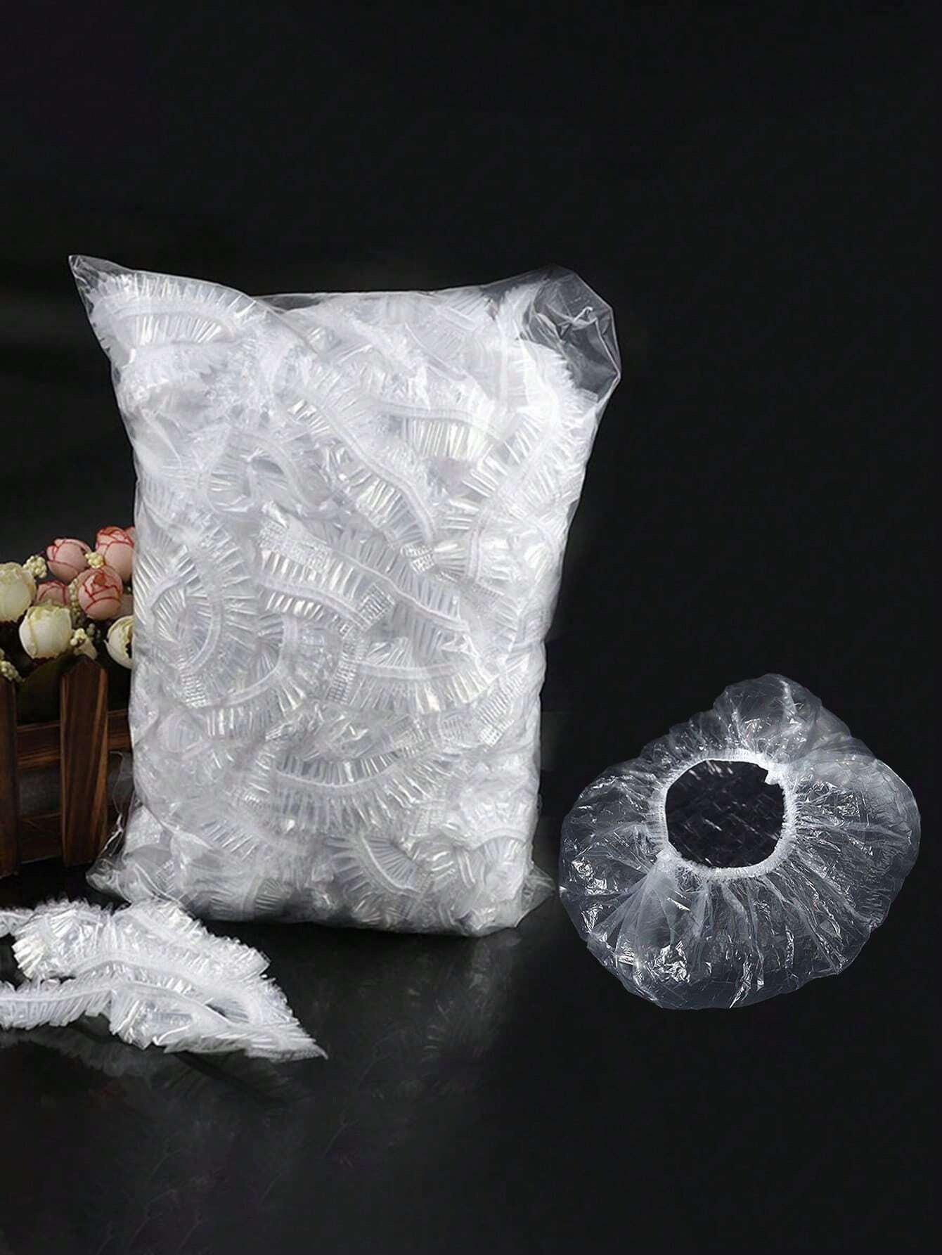 50/100/200pcs Extra Large Thick Disposable Plastic Transparent Multi-Function Shower Cap (This Is A Disposable Shower Cap, Please Do Not Open With Force)