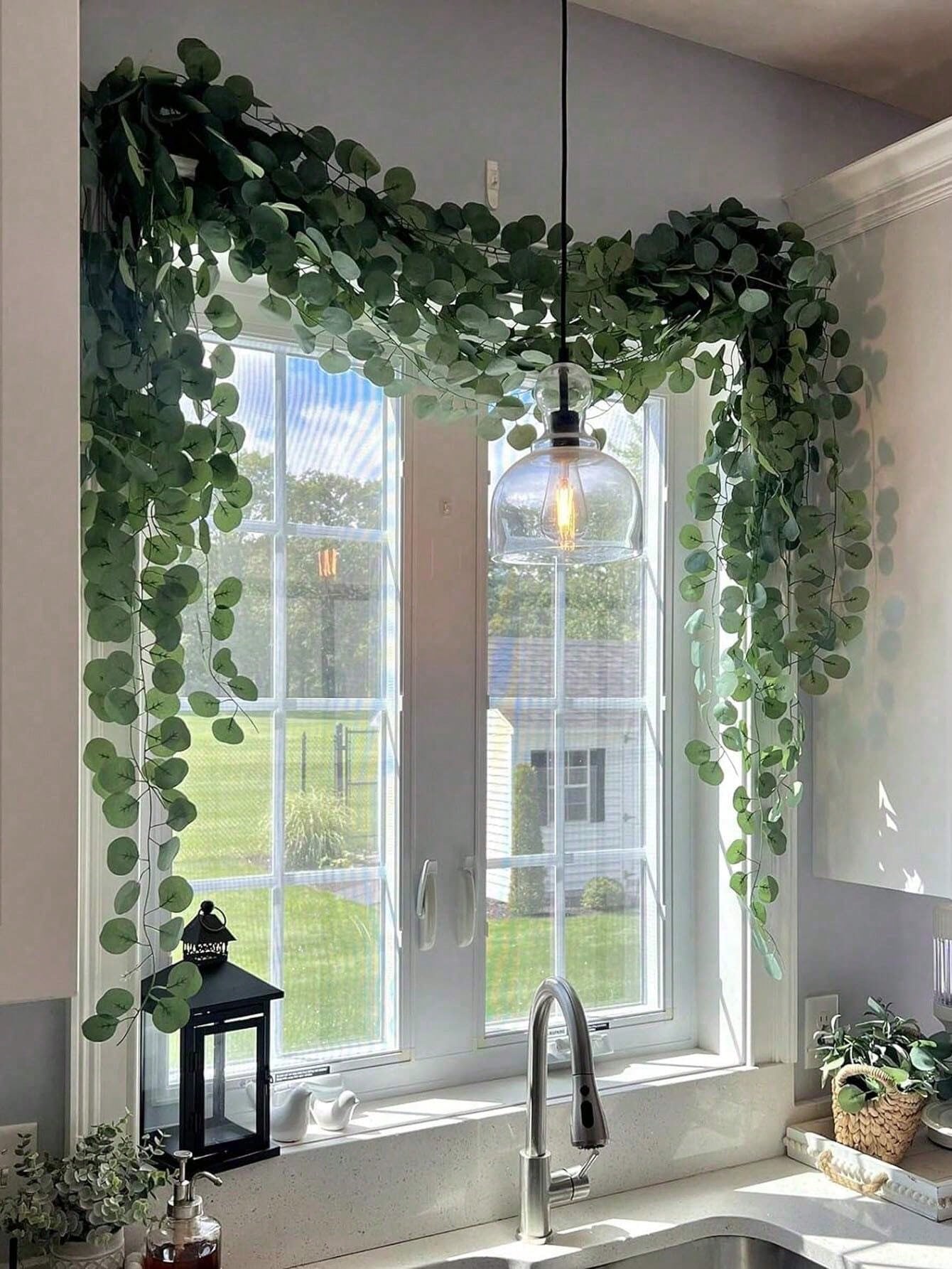 6/12pcs Artificial Eucalyptus Wreath, Artificial Green Wreath, Fake Eucalyptus Leaves, Suitable For Home Decor, Wedding Backdrop, Party Decoration, Birthday, Graduation, Kitchen Decor, Etc.