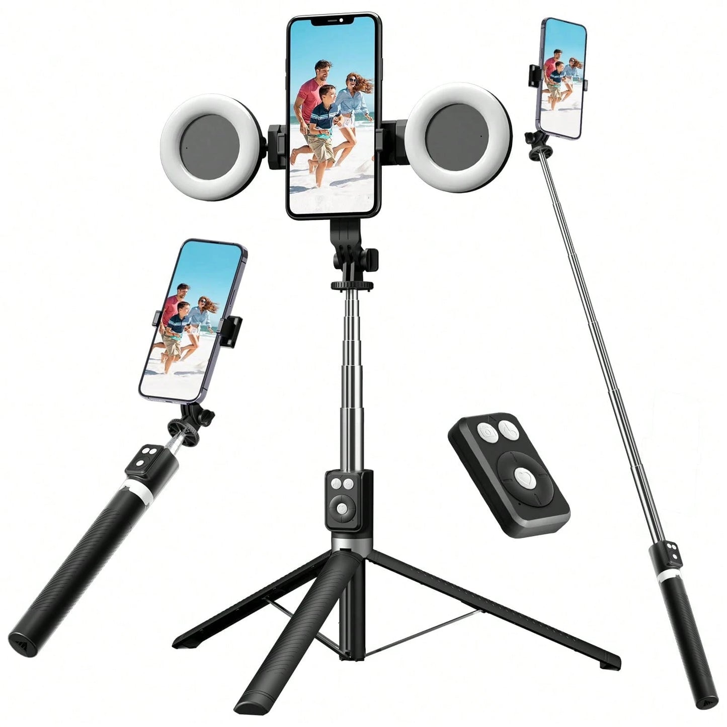 70 Inch Djustable Dual Color Temperature Fill Light Selfie Stick Tripod With Dual Fill Lights, Adjustable Dimming Knob, For Makeup, Live Streaming, YT Videos, TK, Photography, Compatible With Cameras
