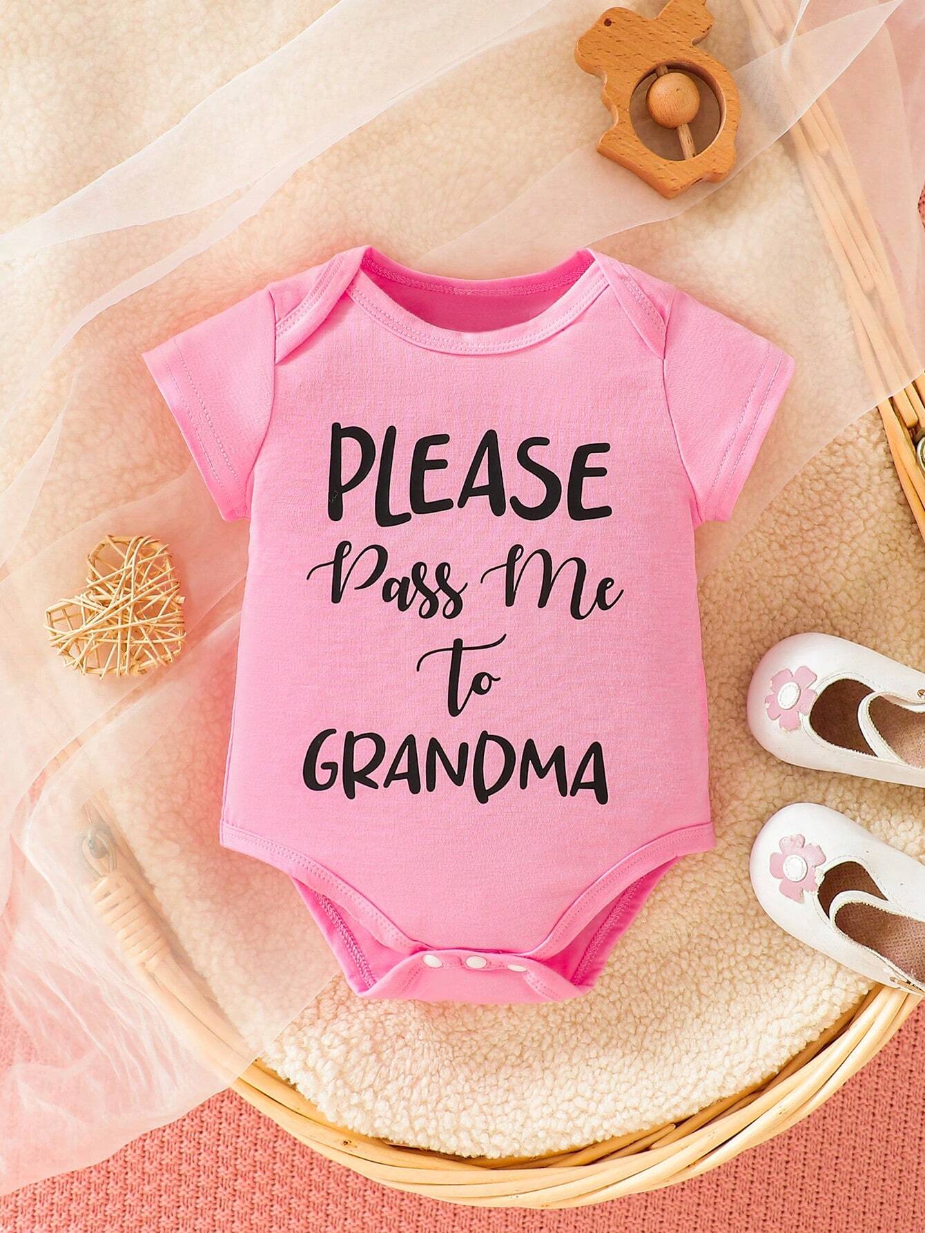 All-Match All-Match Letter Printed Cherry Pink Baby Girls' Bodysuit, Wearable In Four Seasons