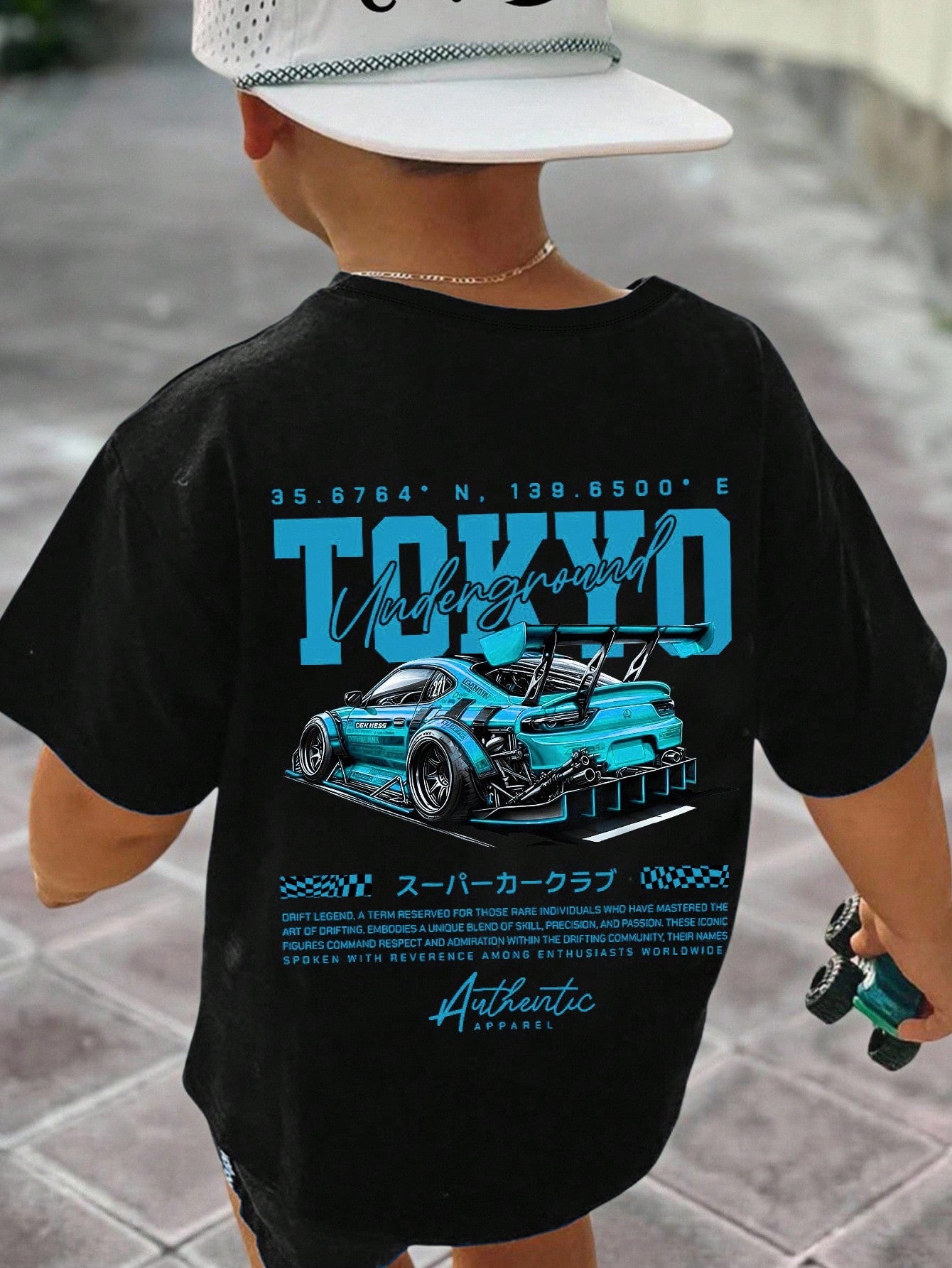 Baby Boy Casual Loose Comfortable Retro Car, Cartoon, Graffiti, English Letter Printed Short Sleeve Top, Suitable For Summer