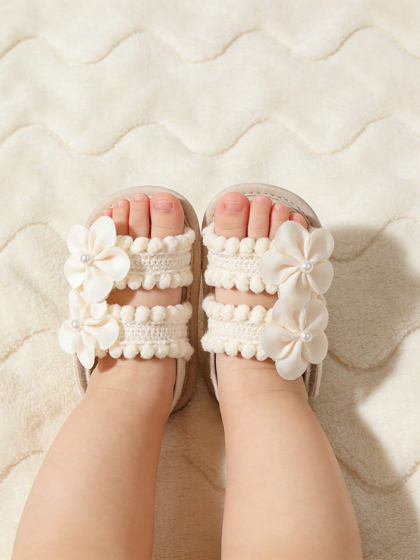 Baby Girls' Summer Outdoor Toddler Shoes With 3D Flower Decor