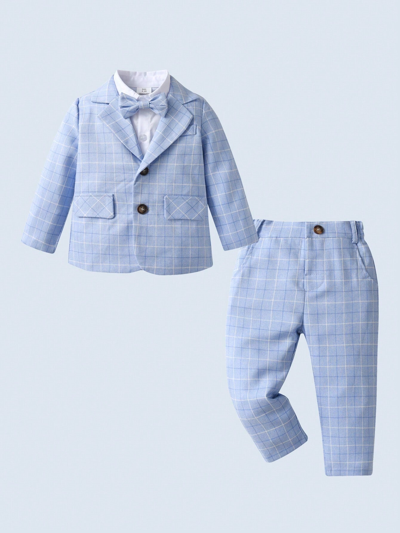 BOARNSEORL 3pcs Baby Boys Gentleman Outfit Set: Long Sleeve Shirt With Bowknot, Suit Jacket, And Pants, Fashionable & For Birthday Party, Wedding, Christening, 1st Birthday Ceremony