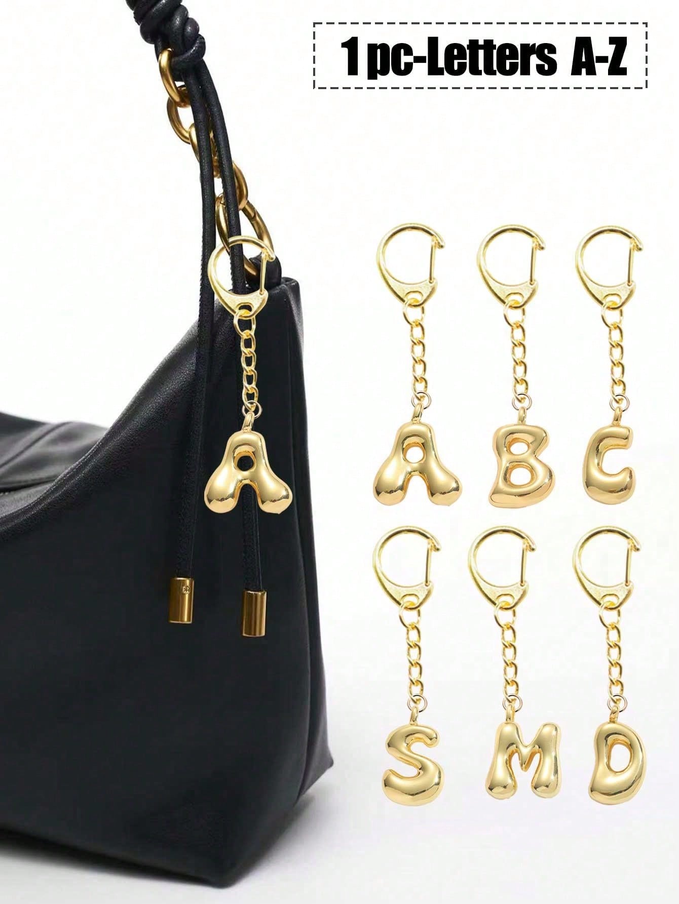 Bubble Cute Letter Pendant, Necklace Pendant Bag Pendant- Lucky Crystal Pendant, Letter A-Z, Shiny Alloy Bag And Backpack Pendant- Perfect Gift For Birthdays And Special Occasions, Keychain Ring Bag