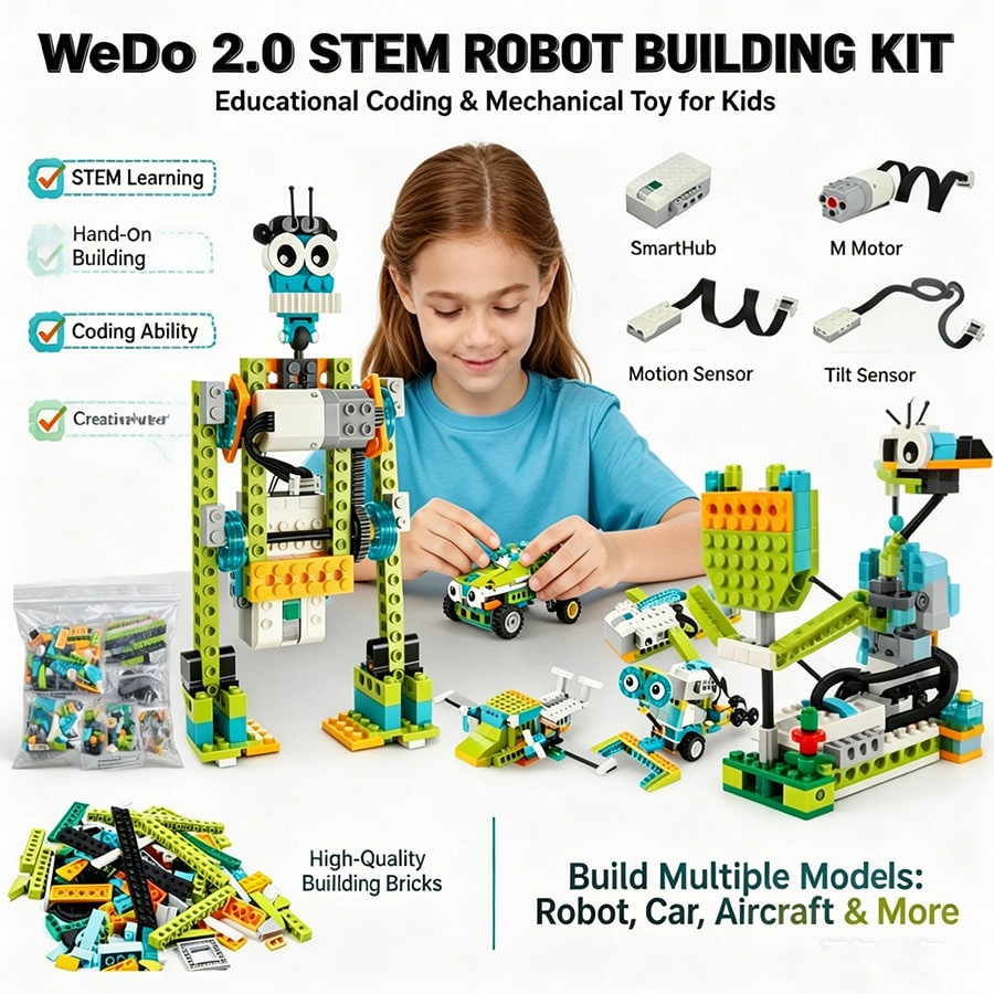Children's STEM Programming Robot Toy WeDo 2.0, Educational Building Block Set, Educational Puzzle Game, Suitable For 6-Year-Old Boys And Girls' Birthdays, Christmas Children's Gift 280pcs