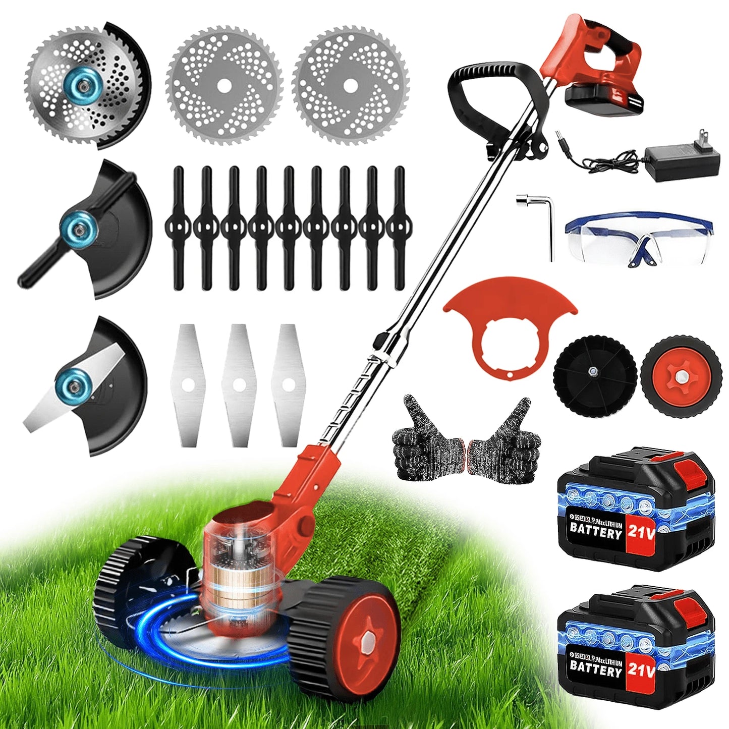 Cordless Weeder, Battery Powered Mower, 3 In 1 Rechargeable Electric Lawn Trimmer, Lawn Trimming Tool, Garden Styling Tool, Tree Trimmer For Lawn Garden Yard Weeder, Trimmer, Saw