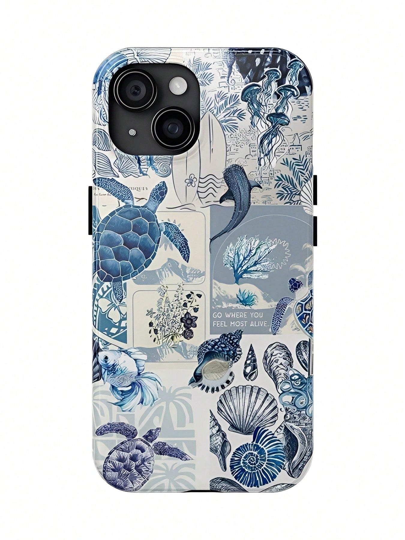 Cute Marine Life Blue Ocean Aesthetic 2-In-1 Phone Case, Suitable For Compatible With Phone17,17air,16, 15, 14, 13, 12, 11, PRO MAX, X,XS,PLUS, As Well As, Galaxy S21/22/23/24/25 Ultra/FE+, NOTE20 Ult
