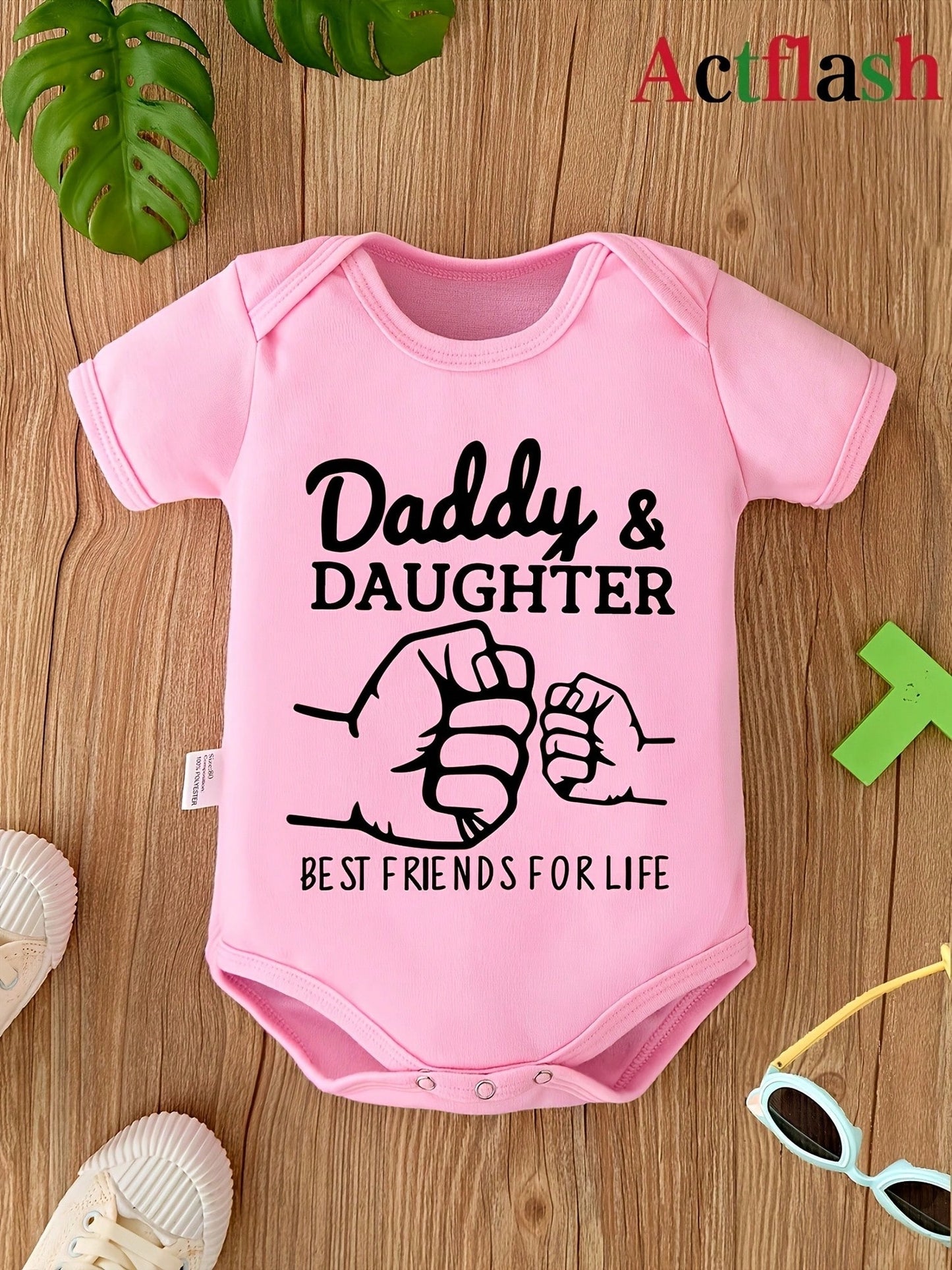 Daddy&Daughter Best Friends For Life Letter Print Baby Romper Newborn Crawling Suit Jumpsuit Soft Comfortable Pregnancy Gift, For Outdoor