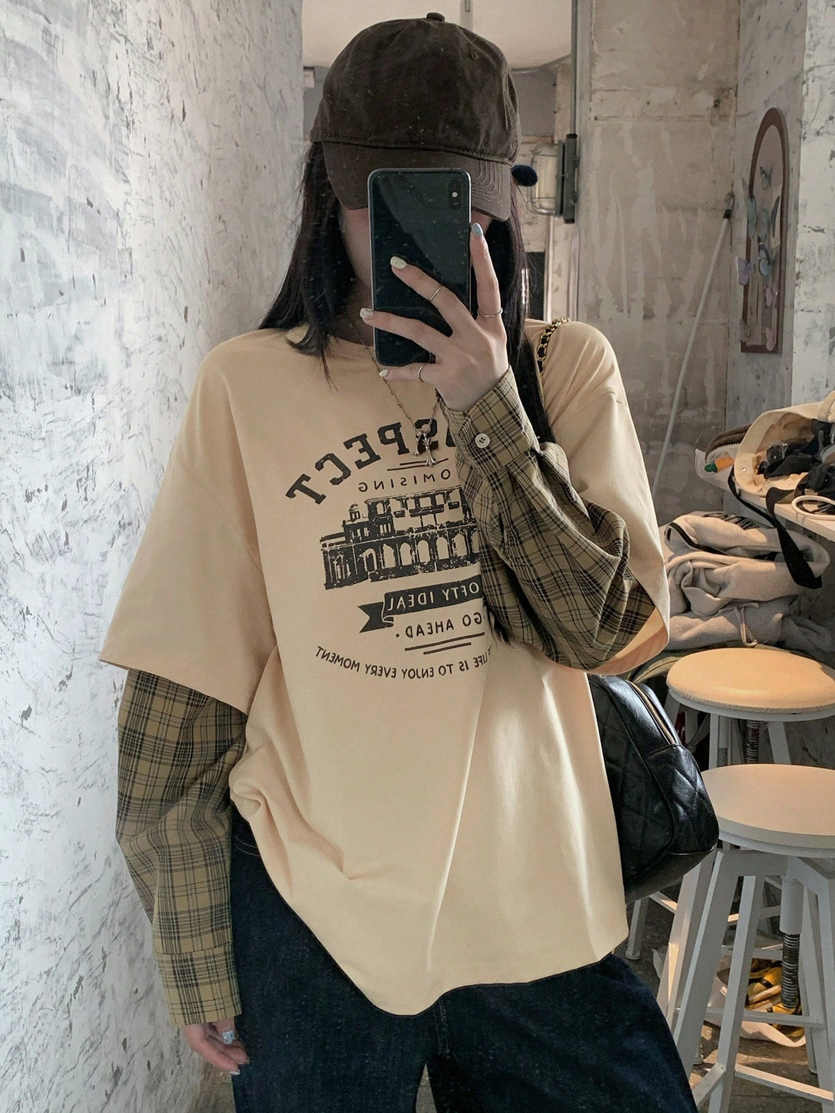 DAZY Women's Loose Round Neck Short Drop Shoulder Casual Slogan Print T-Shirt, Summer,Graphic Tees School