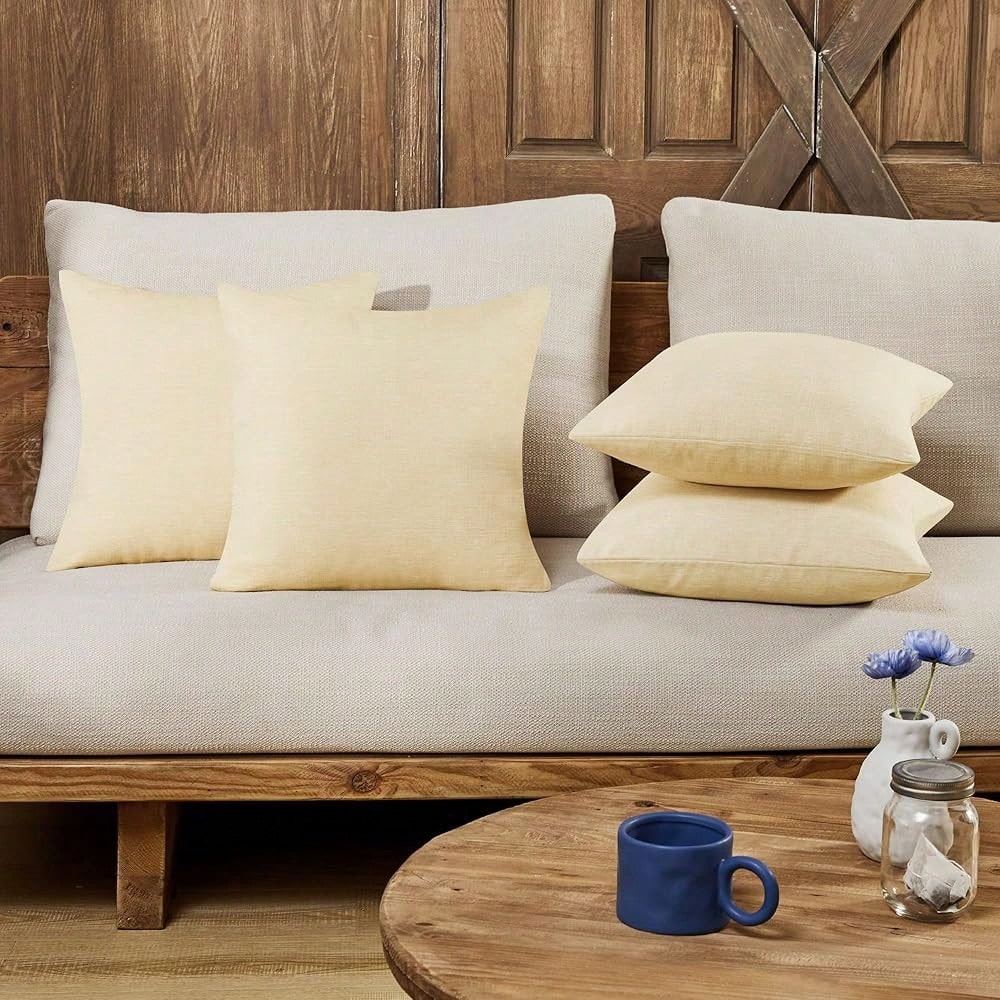 Deconovo Soft Cushion Covers Pillow Covers Faux Linen Pillow Covers With Invisible Zipper For Sofa 18x18 Inch Grey 4 Pcs Case Only No Insert
