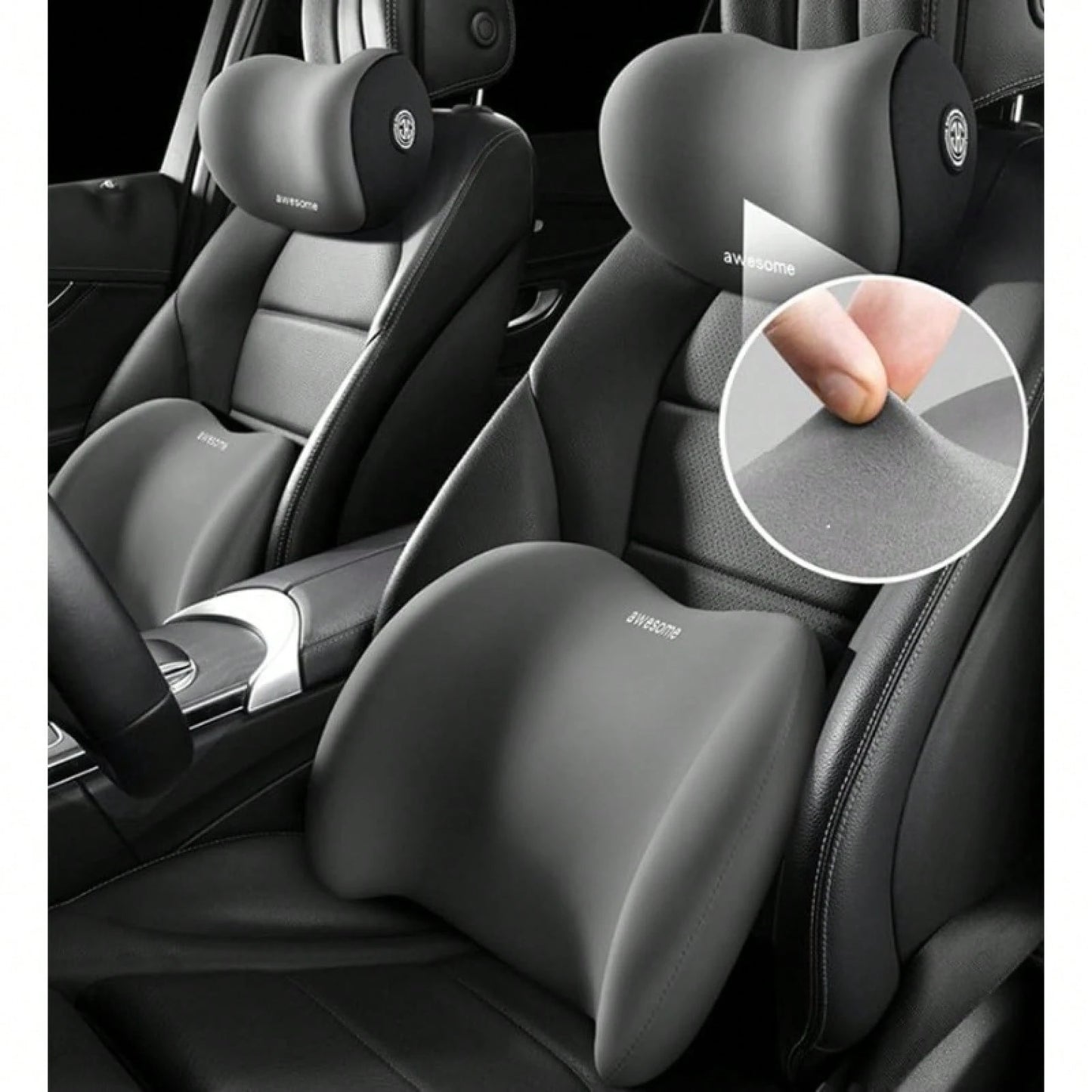 Ergonomic Car Lumbar Support And Neck Pillow- Adjustable Cushion, Relieves Back And Neck Pain, Suitable For Car Seats/Office Chairs/Trucks/Wheelchairs (Dual-Use As Headrest And Lumbar Support, Filled
