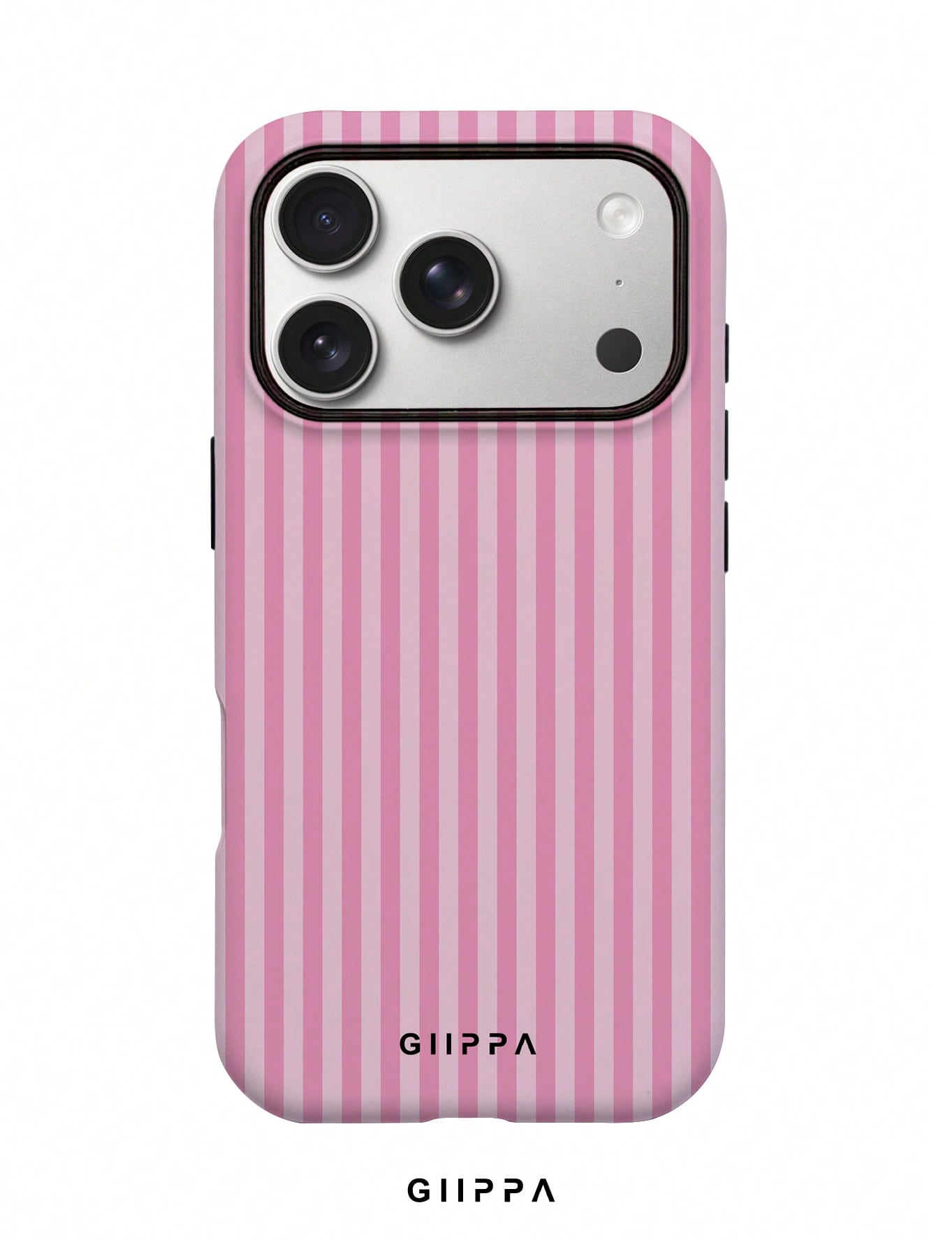 GIIPPA Pink & Light Pink Striped Phone Case Compatible With 17/16/15/14/13/12/11 Pro Max, Shockproof Protective Soft Silicone Phone Cover For Women Girls, Fashion Striped Design Anti-Fall Scratch Resi