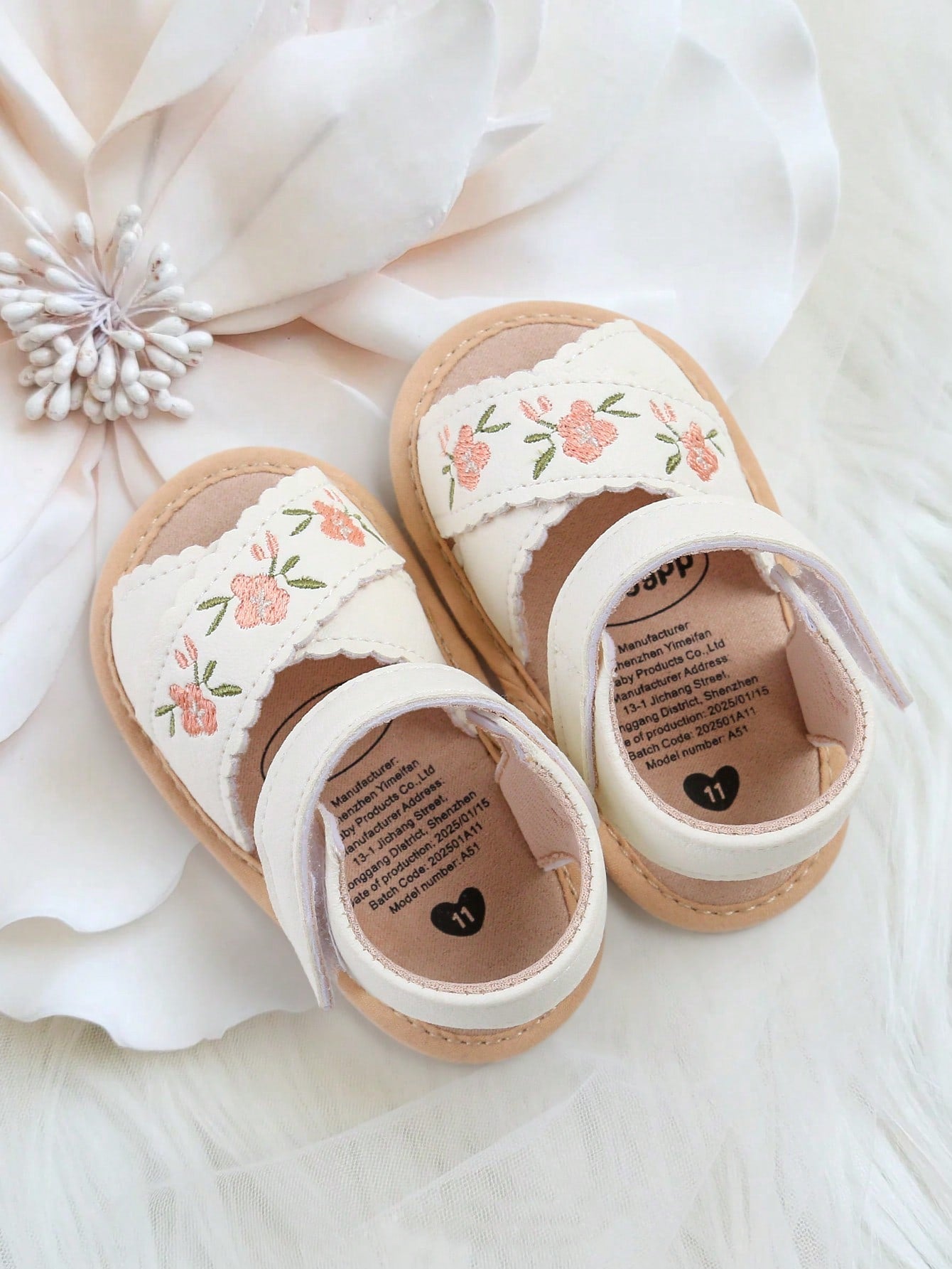 Infant Toddler Infant Girls PU Leather Soft Open Toe Summer Sandals Flower Princess Flat Shoes