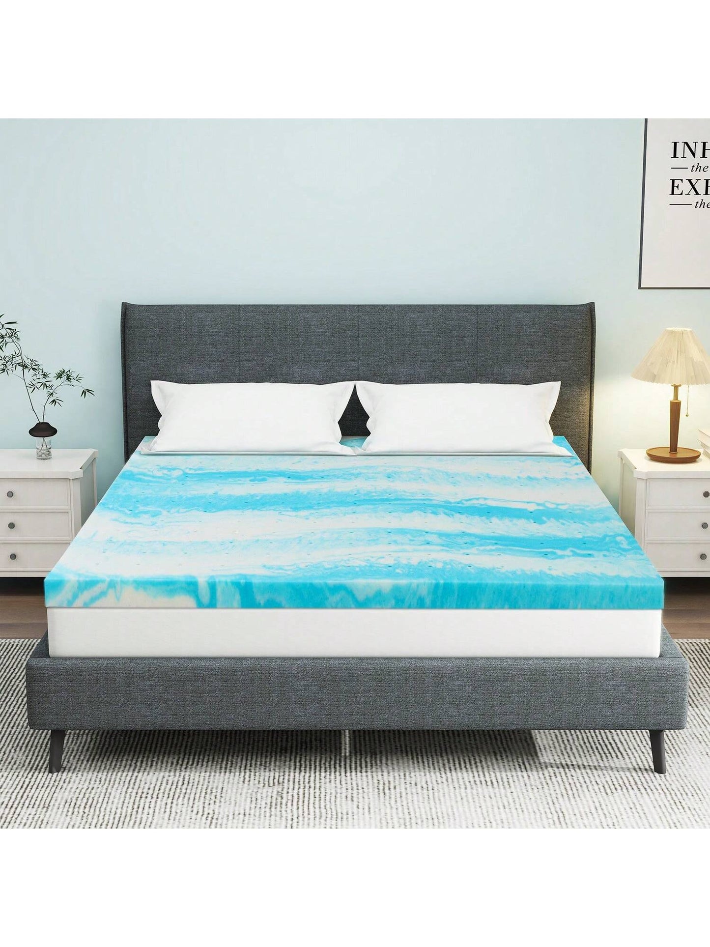 Mattress Topper, Cooling Gel Memory Foam Mattress Topper For Twin/Twin XL/Full/Queen/King Size Bed, Sleeper Sofa, RV, Camper, CertiPUR-US Certified