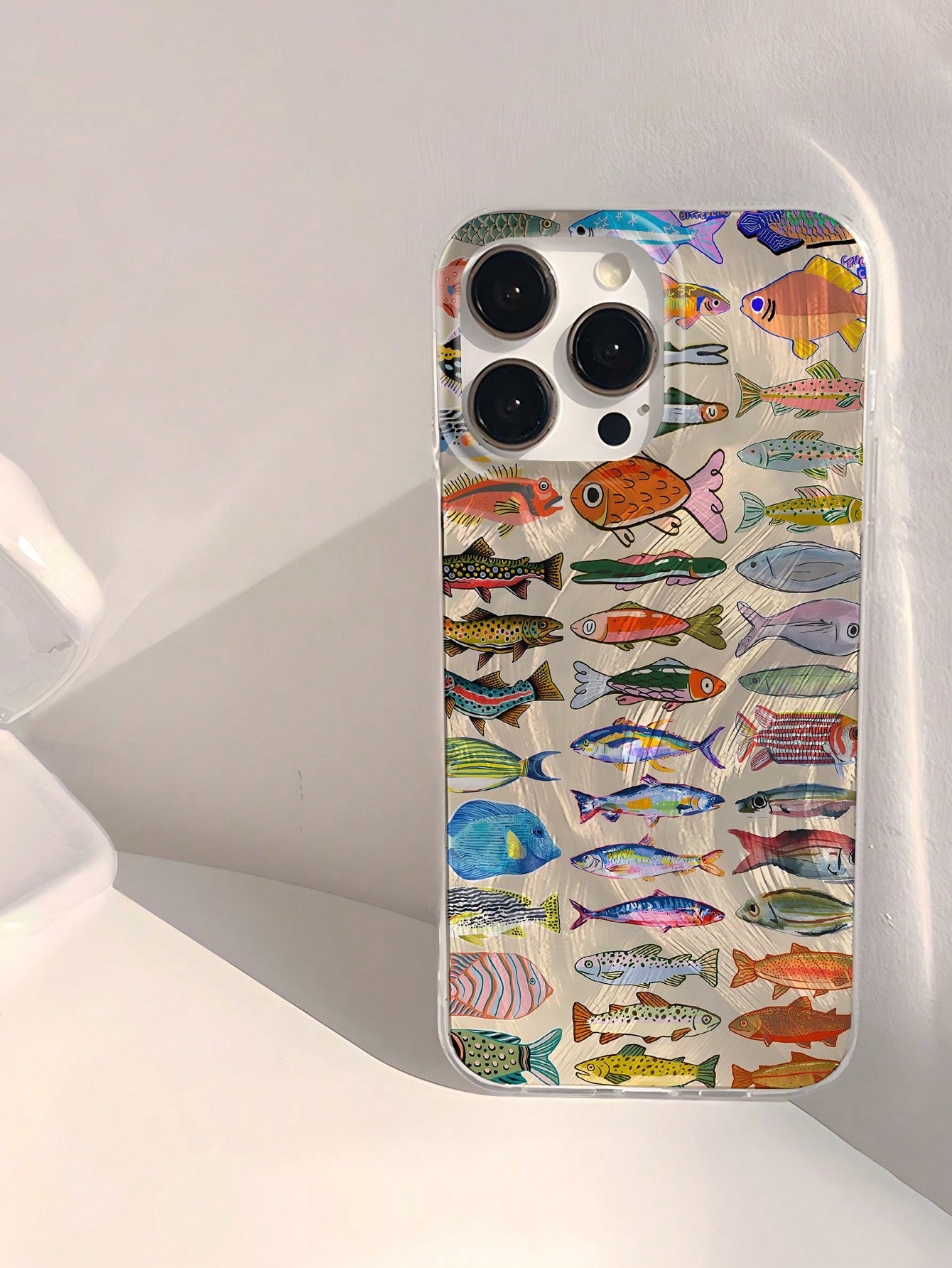Minimalist Luxury Ocean Element Fashion IMD 1pc Fish Pattern Waterproof Anti-Fingerprint Scratch-Resistant Transparent Soft Glossy Smooth Phone Premium Case Compatible With Apple 16/16 Plus/16 Pro/16