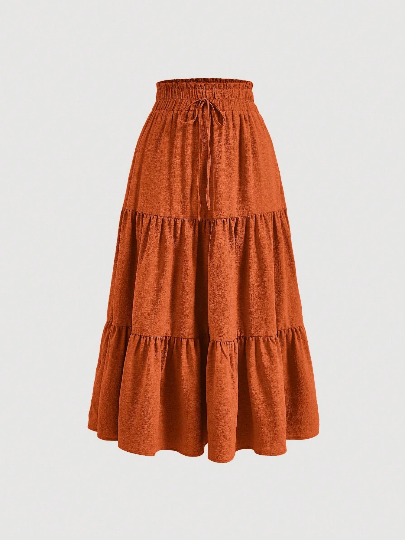 MOD Women's Solid Color Tie Waist Ruffle Hem Casual A-Line Skirt