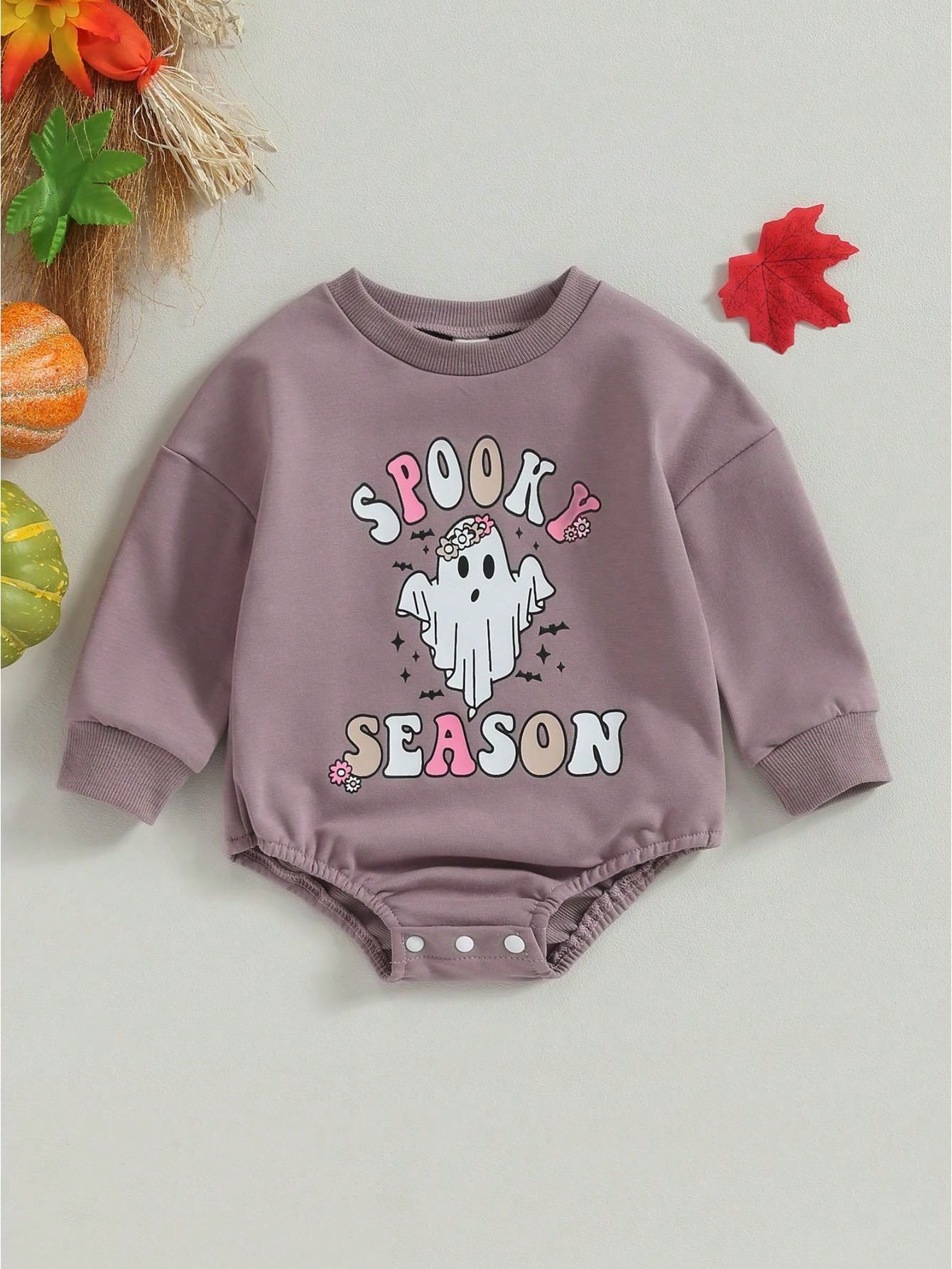 Newborn Baby Girls Halloween Romper Sweatshirt Letters Long Sleeve Bodysuits 3M 6M 9M 12M 18M 24M Infant Casual Tee Tops