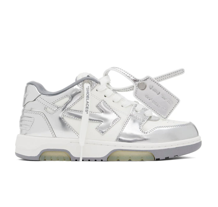 OFF-WHITE Out Of Office OOO Low Tops Silver White