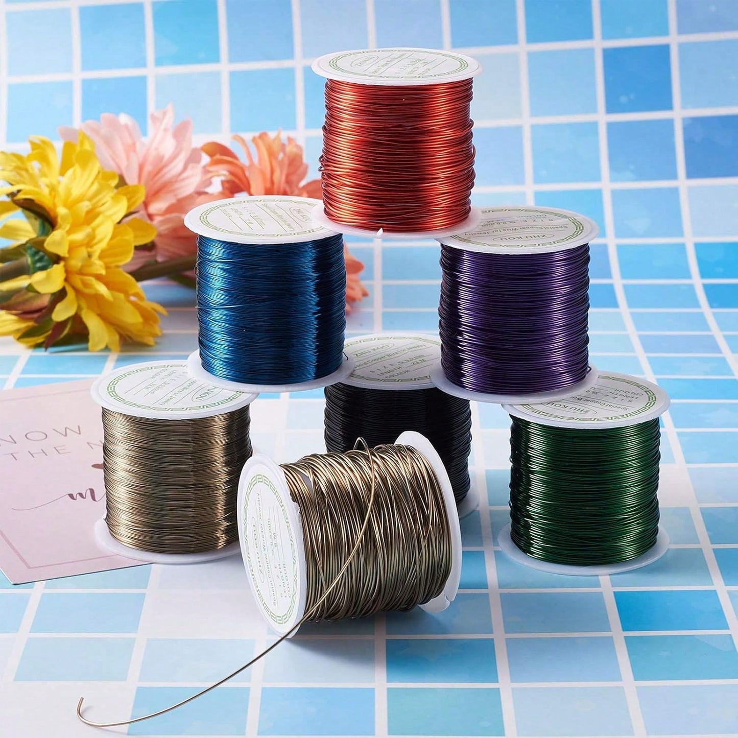 Pandahall 236 Feet Tarnish Resistant Copper Wire 28 Gauge Green Metal Wires Jewelry Beading Wire Jewelry Making (Green)