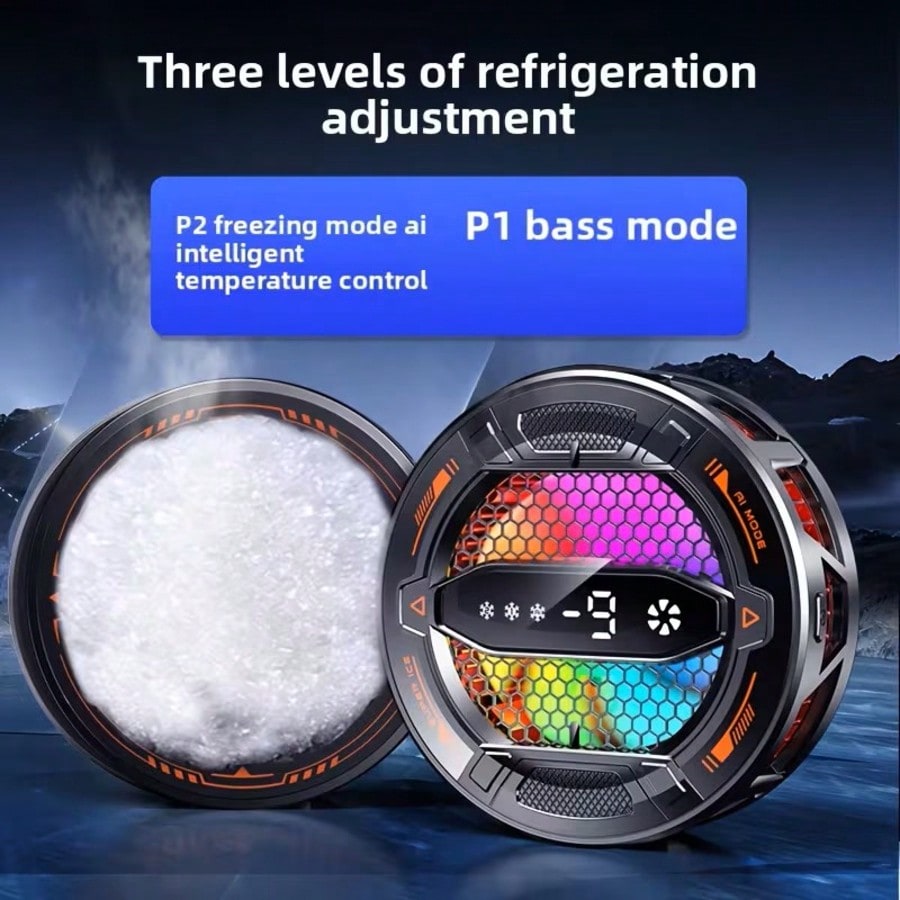 Phone Magnetic Cooling Fan, Tablet Cooling Fan, LCD Large Display, 2-In-1 Clip-On Magnetic Semiconductor Cooling, Essential Phone Gaming Cooler, Compatible With IPhone And Android Phones, Cool Appeara