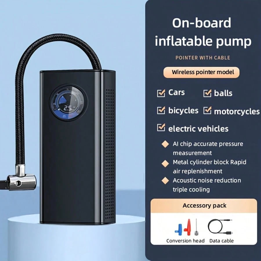 Portable Car Tire Air Pump 150PSl Digital Display Air Pump, With LED Lighting, Wireless Usb Charging, Compact And Lightweight, Suitable For Portable Emergency Equipment Such As Bicycles And Car Balls