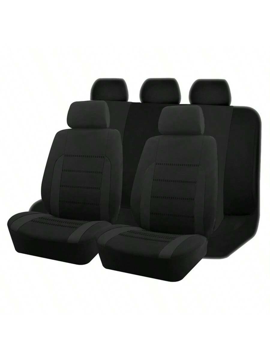 REMAX 9pcs Polyester Fabric Car Seat Covers, Compatible With Airbags, Universal Fit Seat Cushions, Car Accessories, New Design For Women