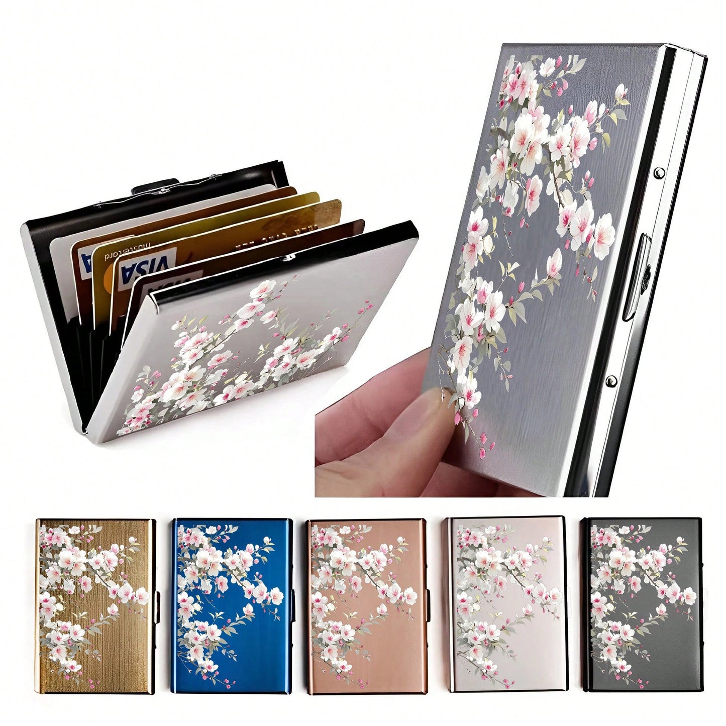 RFID Double-Sided LeatherCredit Card Card Holder Holder Stainless Steel Credit Card Wallet Business Card Holder For Women Men Small Purse Purse Bag Purse Men Wallets Men Black Card Holders Card Holder