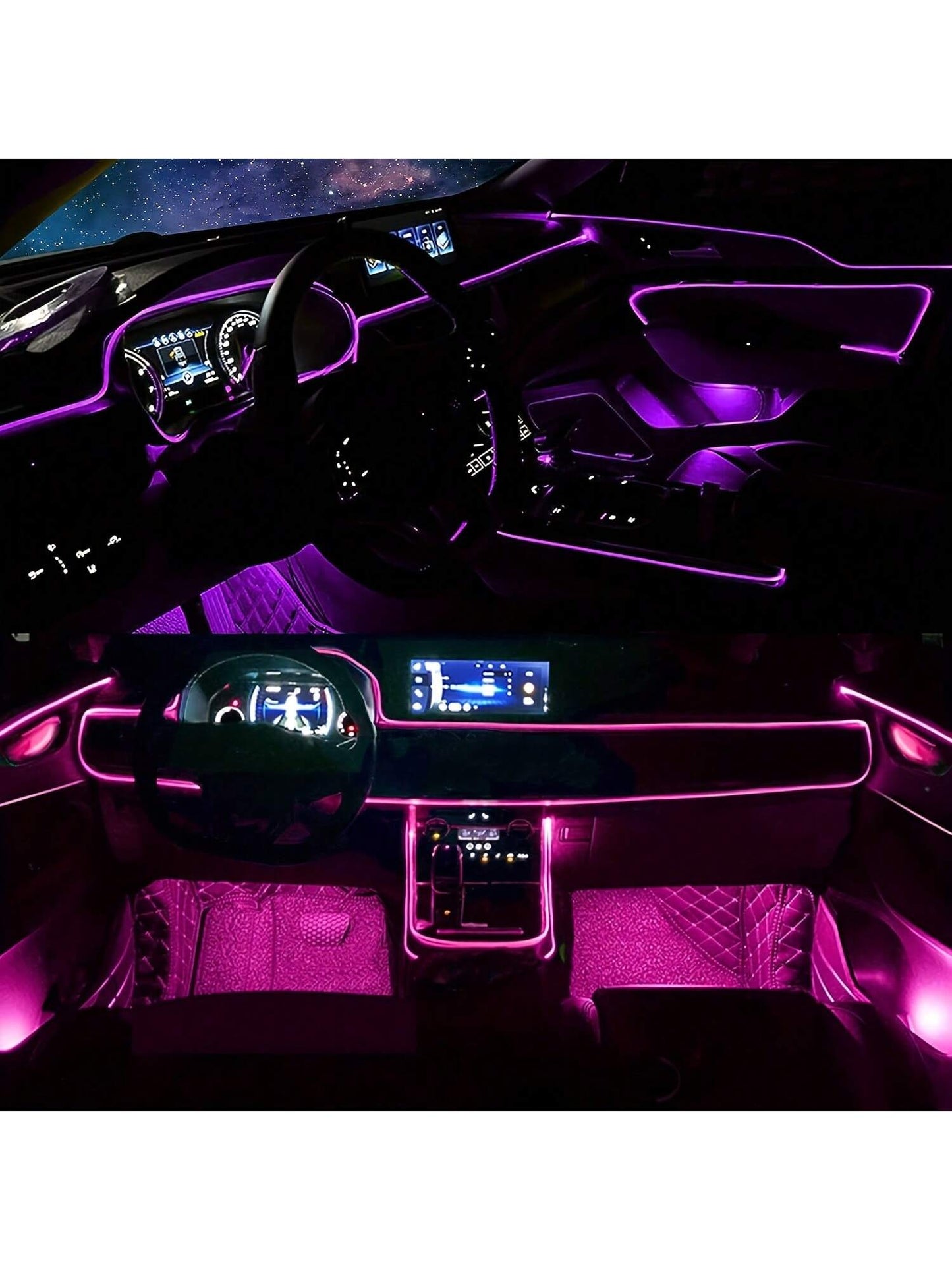 RGB 5-In-1 Car Interior LED Strip Lights, 236 Inches Fiber Optic, 16 Million Colors Neon Ambient Lighting Kit, Sync To Music APP Control, Car Interior, Ambient Lighting Kits