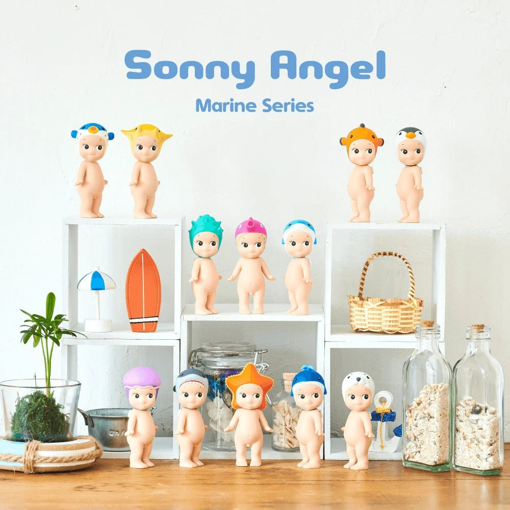 SONNY ANGEL Marine Series Mini Figure Blind Box, Cute And Collectible Decor, With Headgear Of Sea Creatures, Vacation Day Festival Gift, 100% Authentic (Single Blind Box)